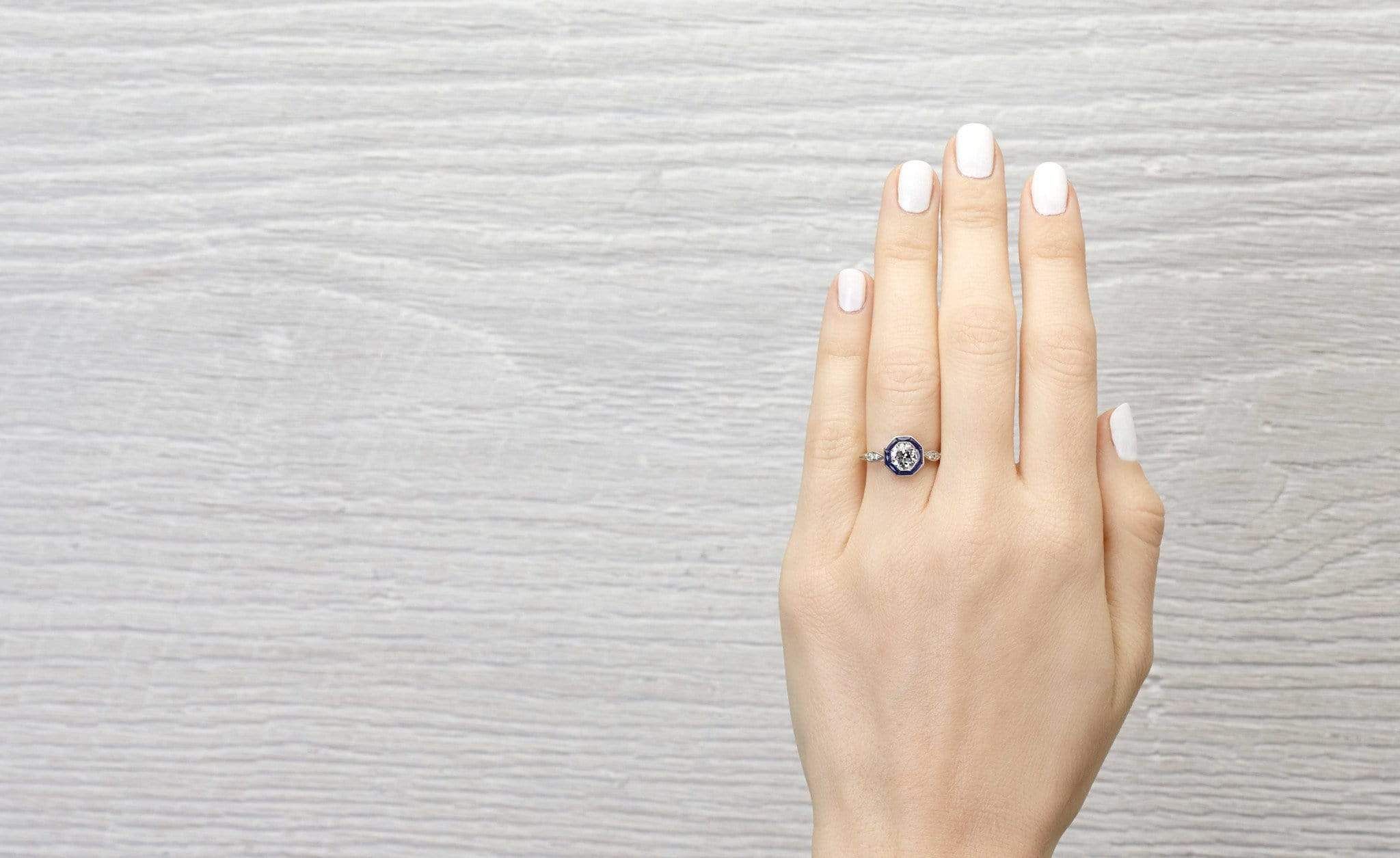 .73 Carat Diamond and Sapphire Art Deco Engagement Ring - Image 5