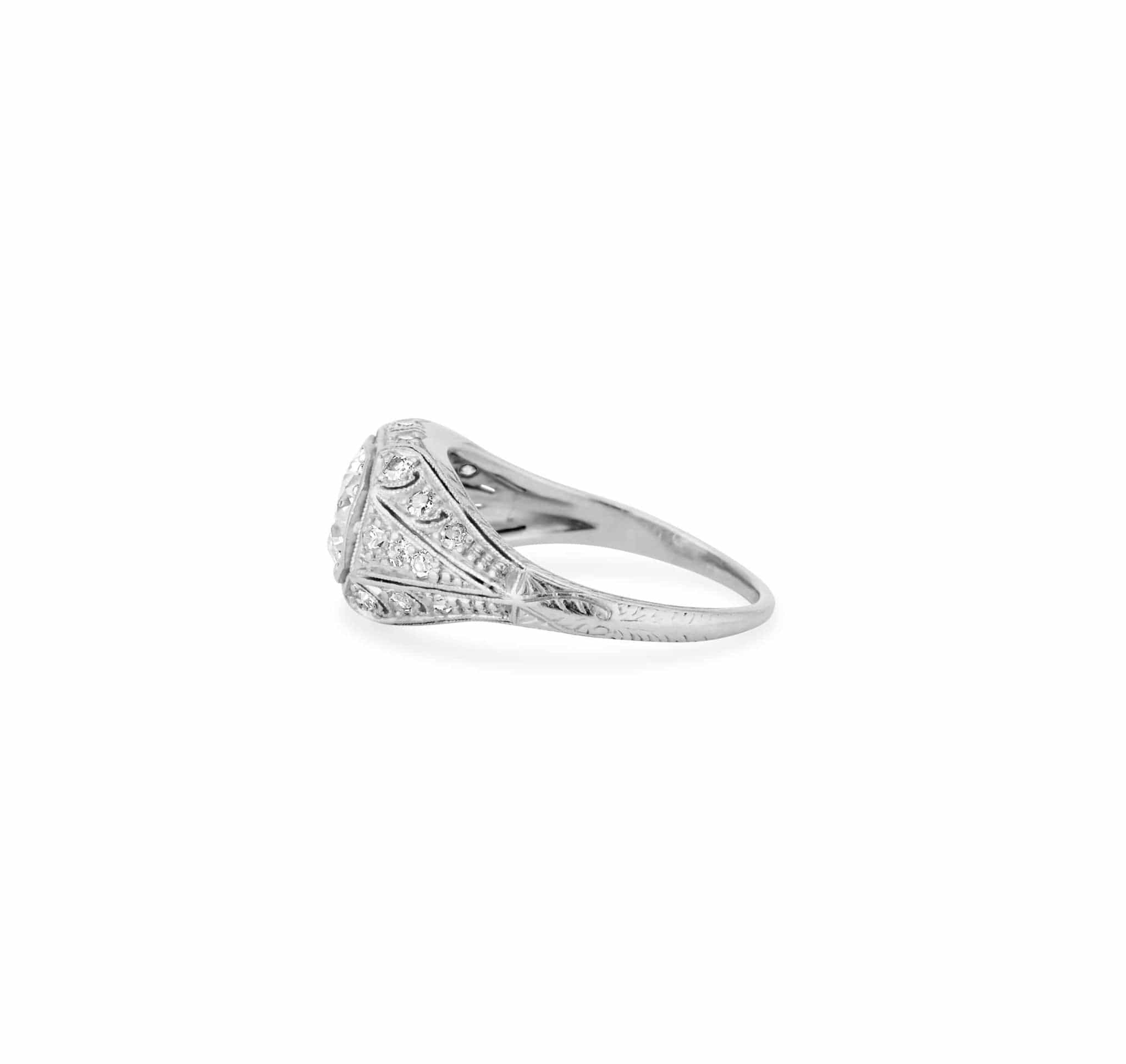 Art Deco .75 Carat Transitional Cut Diamond Filigree Ring - Image 3