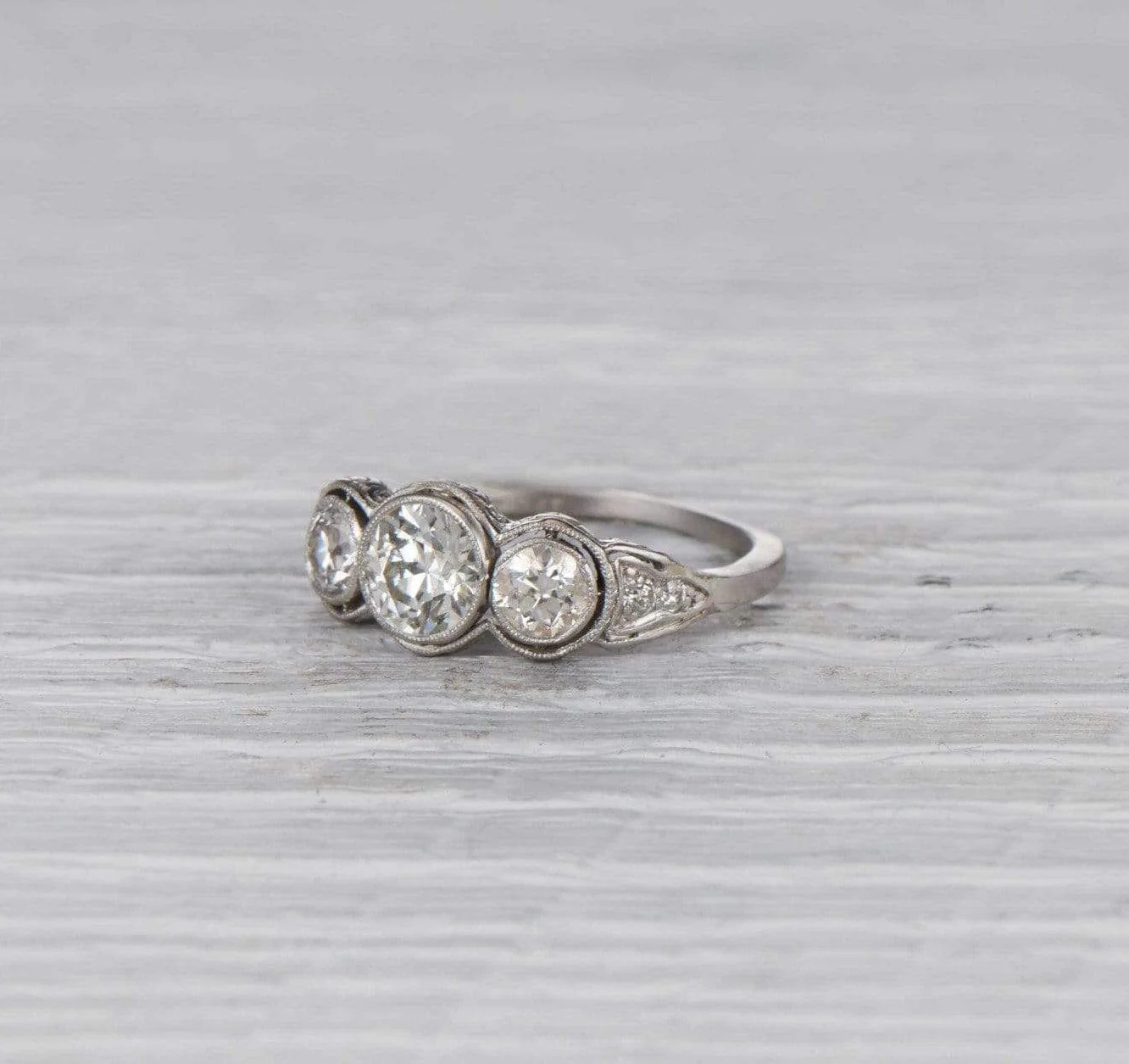 .75 Carat Edwardian Three Stone Engagement Ring