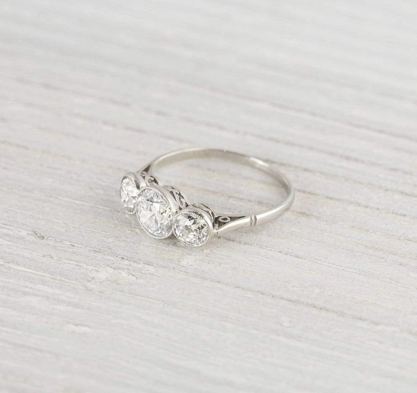 .75 Carat Three Stone Vintage Art Deco Engagement Ring