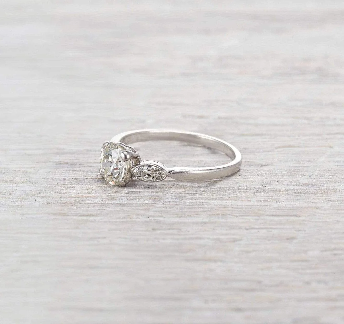 .85 Carat Art Deco Three-Stone Engagement Ring