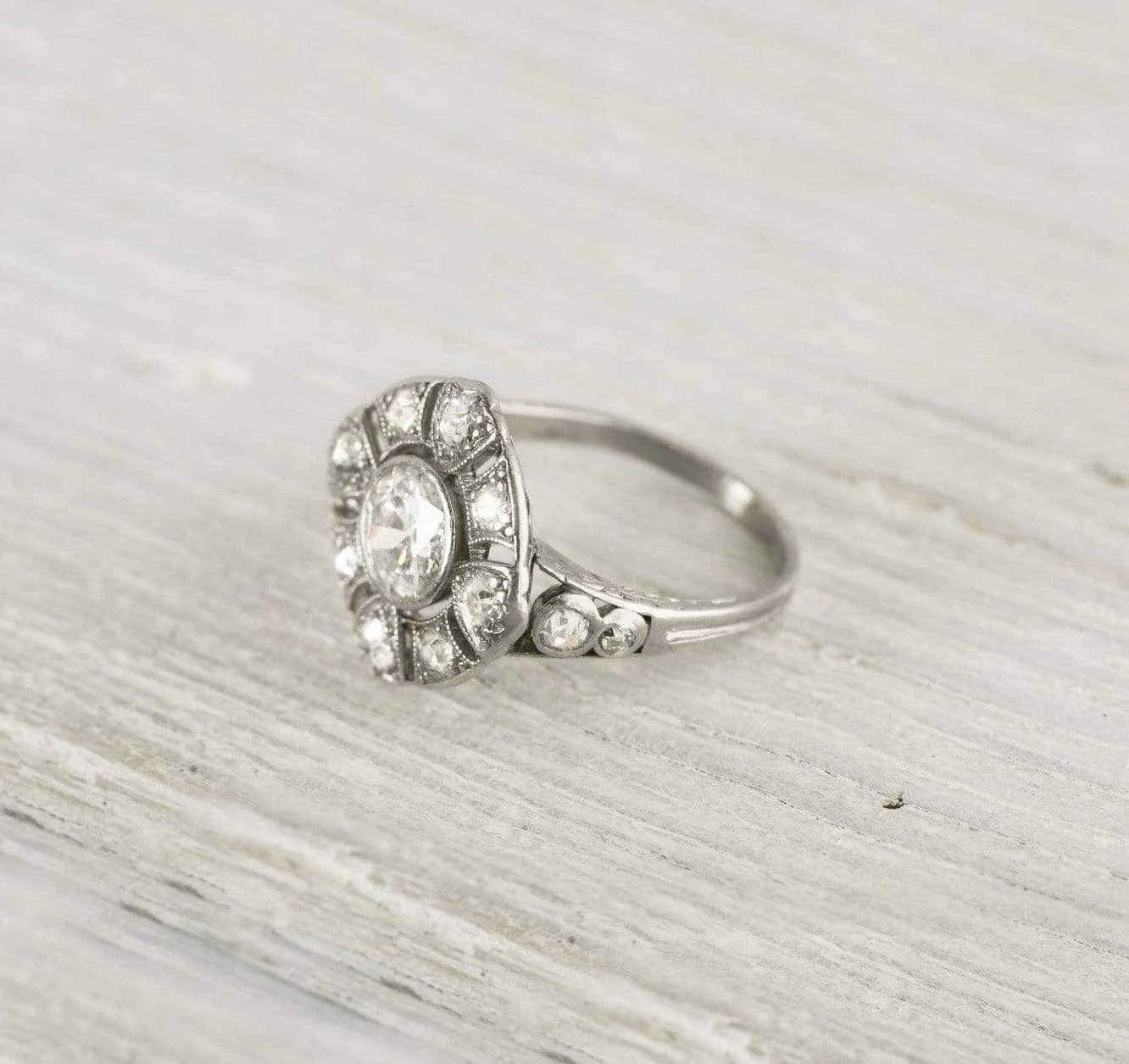 .96 Carat Old European Cut Diamond Edwardian Engagement Ring