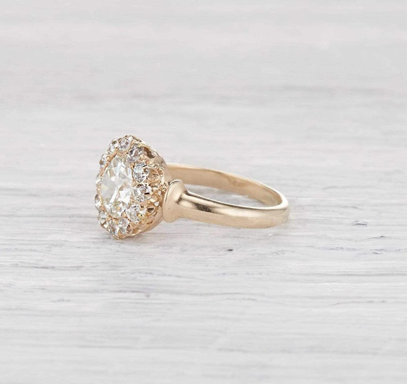 .98 Carat Victorian Cluster Engegement Ring