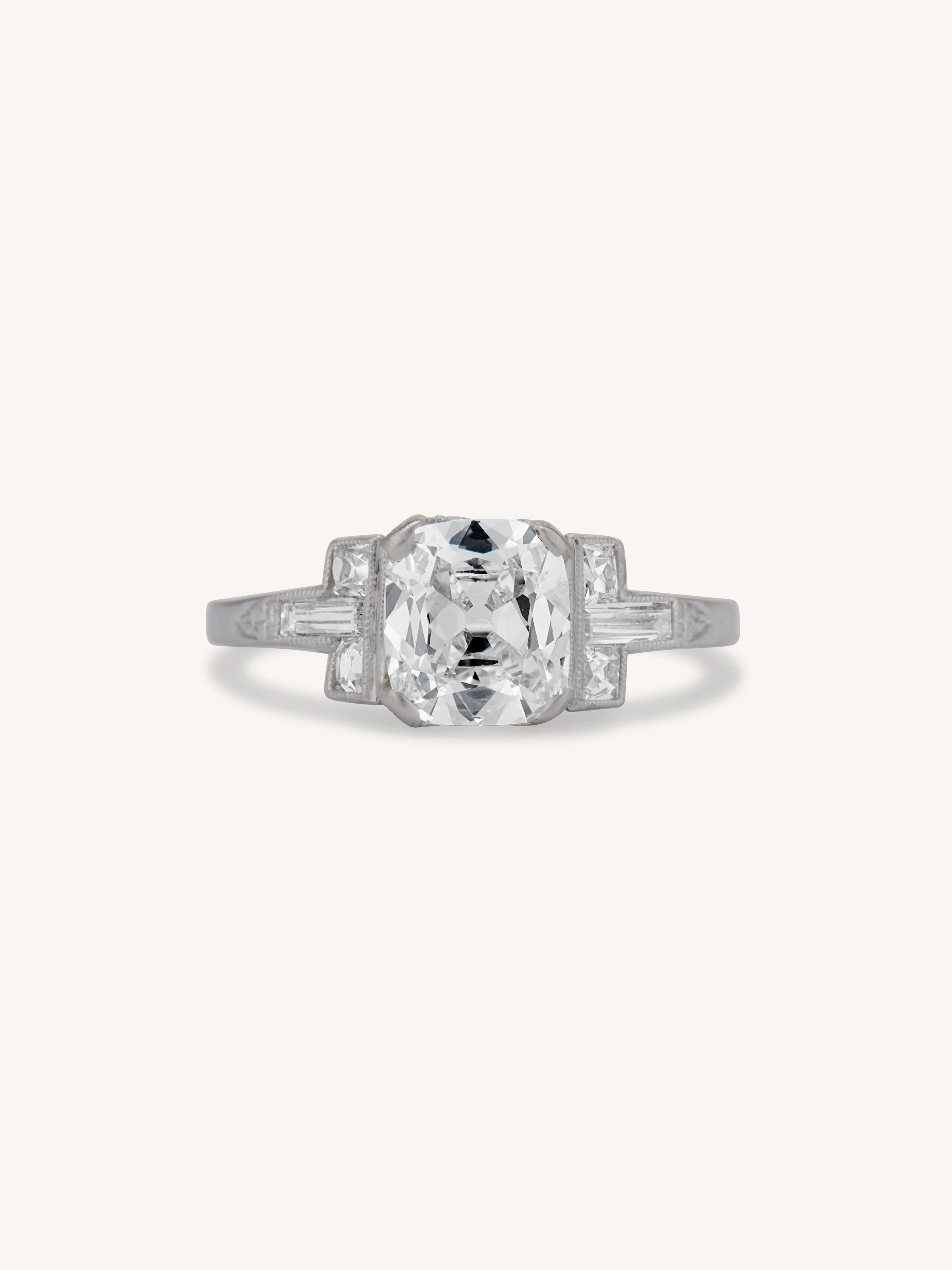 Art Deco 1.12 Carat Old Mine Cushion Diamond Vintage Engagement Ring