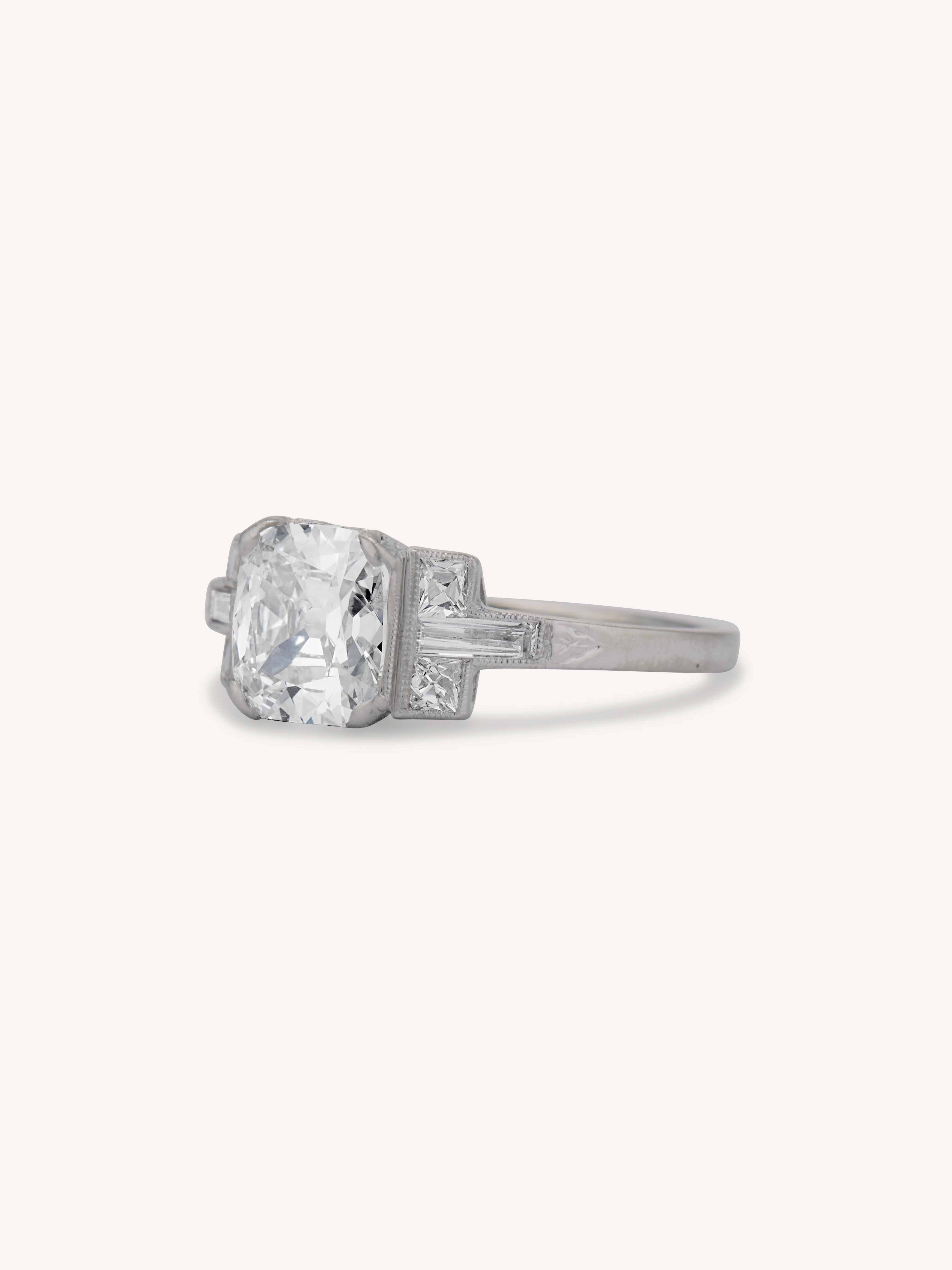 Art Deco 1.12 Carat Old Mine Cushion Diamond Vintage Engagement Ring - Image 4