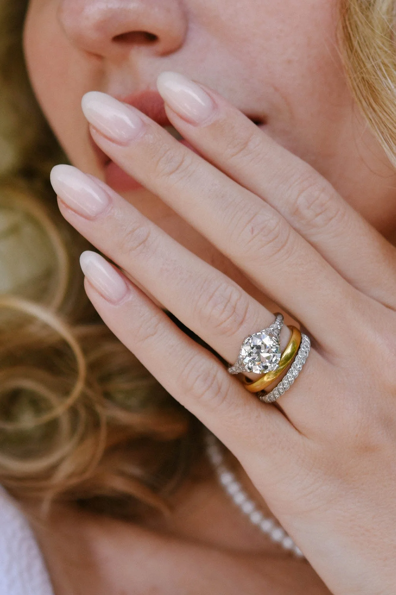 Edwardian 3.45 Carat Old European Cut Diamond Engagement Ring - Image 3
