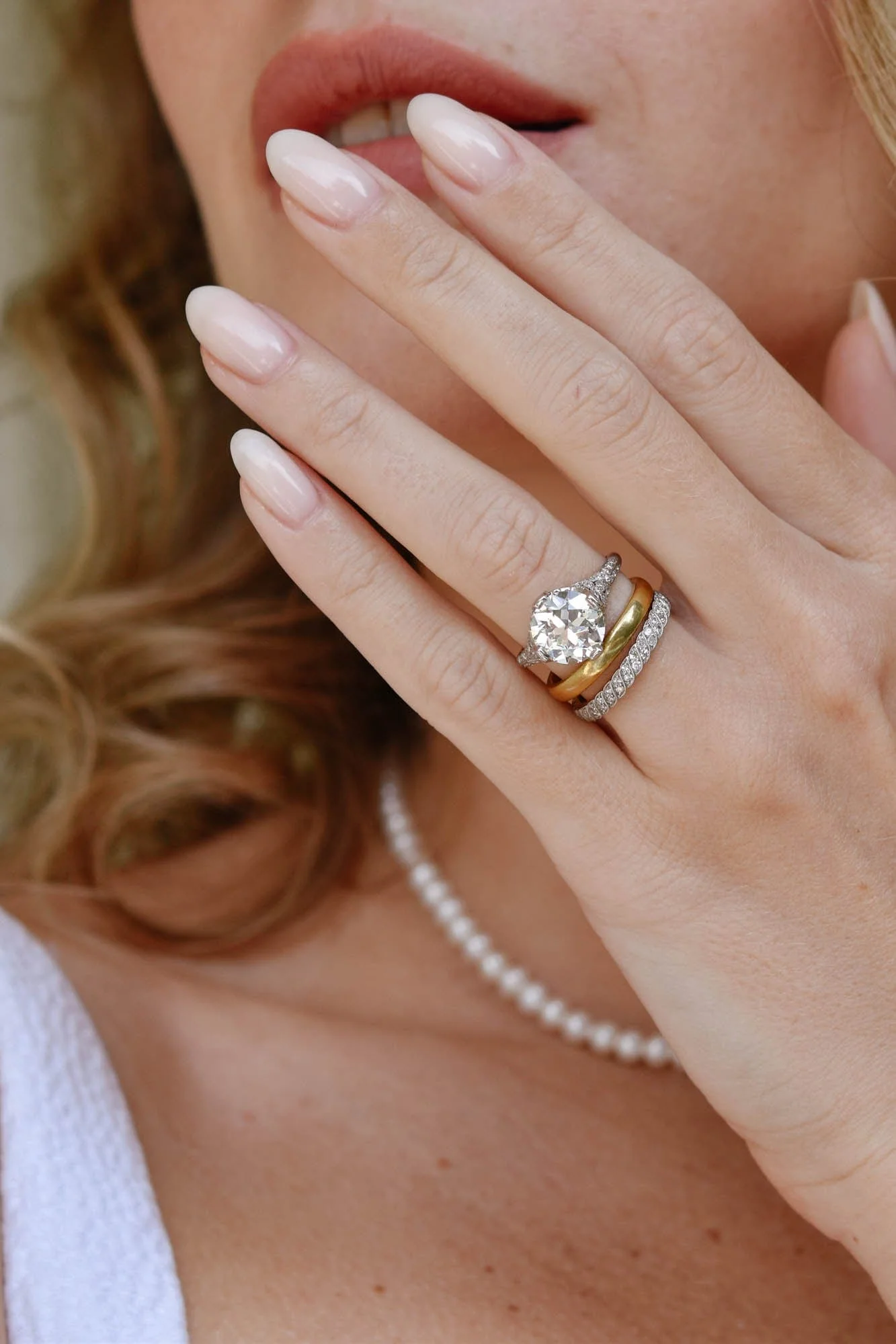 Edwardian 3.45 Carat Old European Cut Diamond Engagement Ring - Image 4