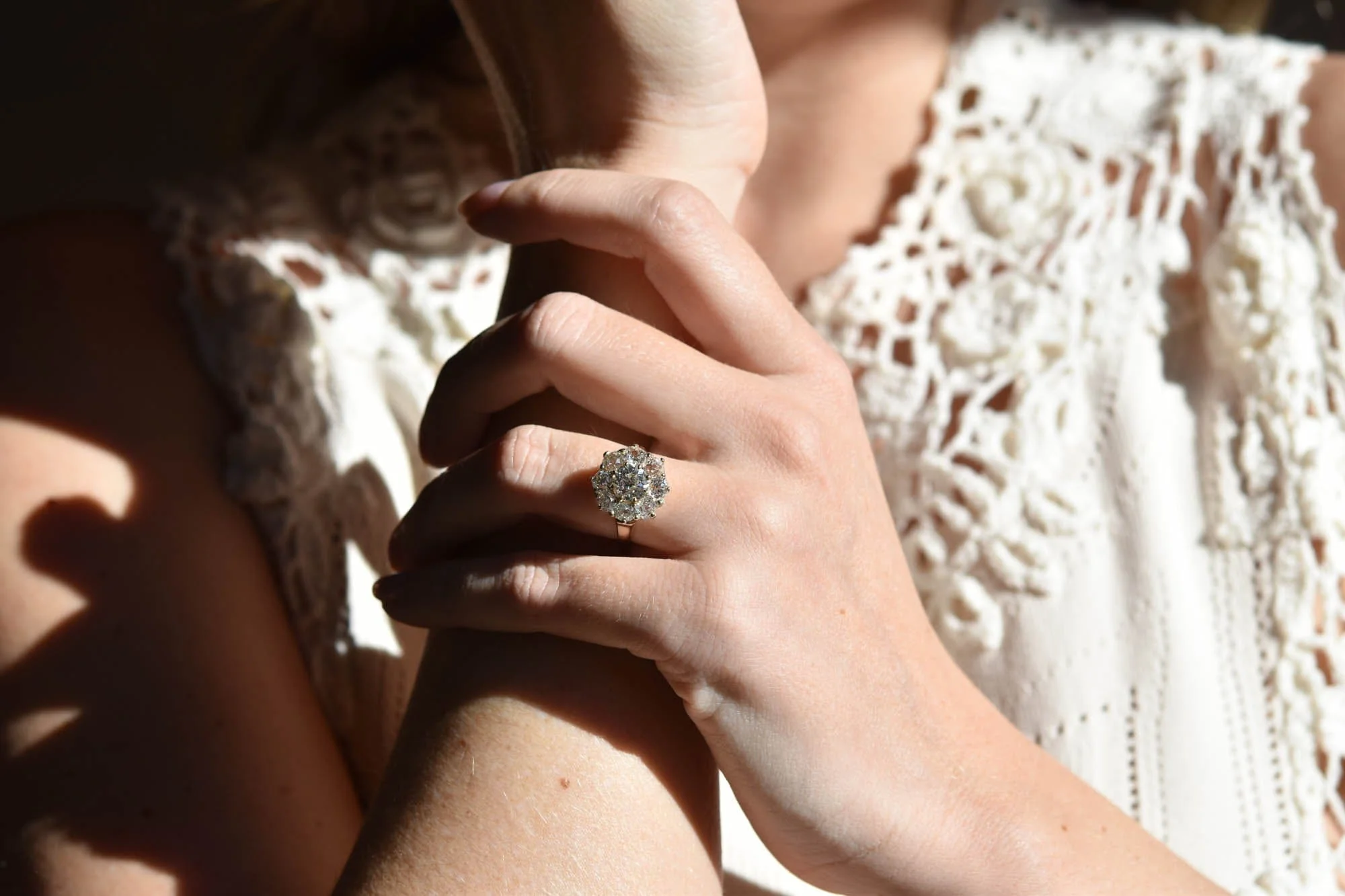 Victorian 1.31 Carat Old European Cut Diamond Cluster Antique Engagement Ring - Image 3