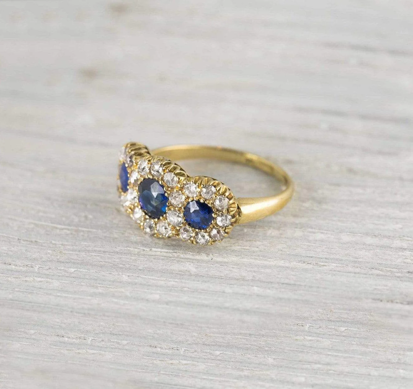 Antique Victorian Three Stone Diamond Gold Commitment Ring