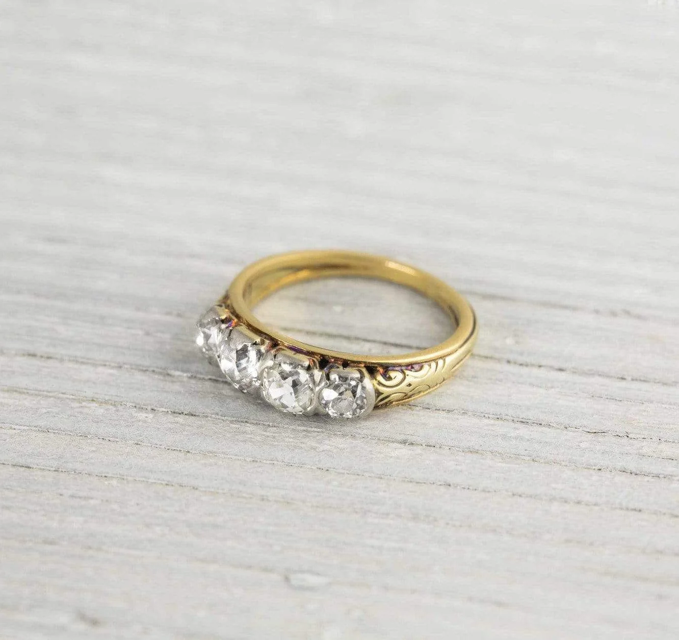 Antique Victorian Four Stone Diamond & Gold Engagement Ring