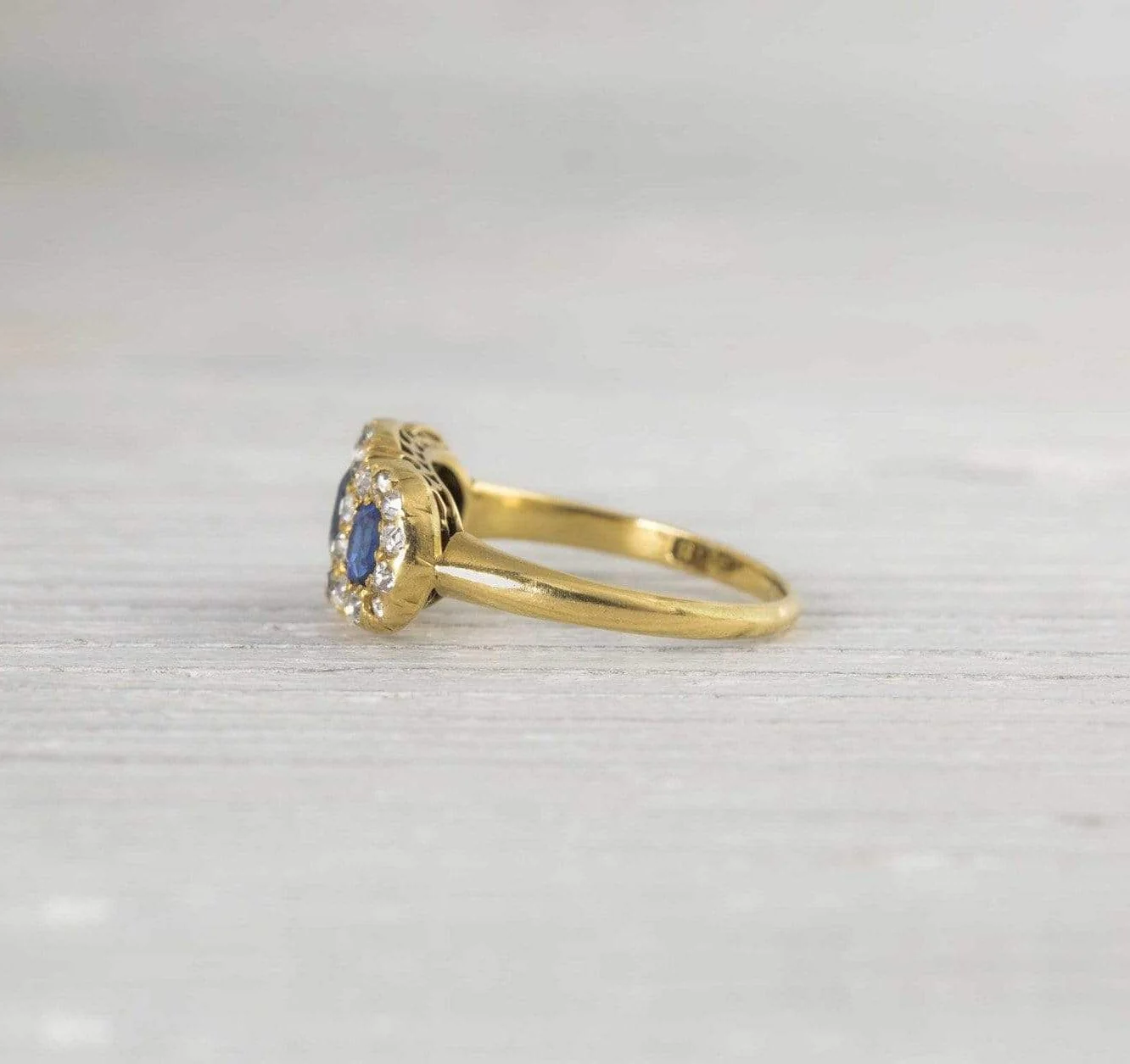 Antique Victorian Gold Diamond & Sapphire Engagement Ring - Image 3