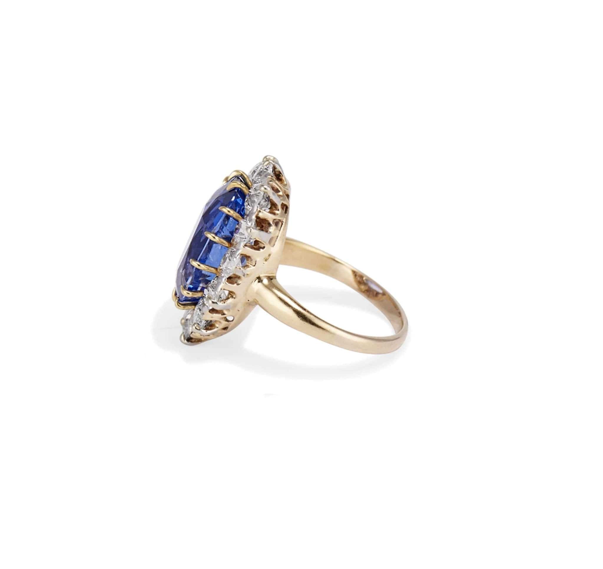 Antique Victorian Gold Sapphire and Diamond Cluster Ring - Image 3