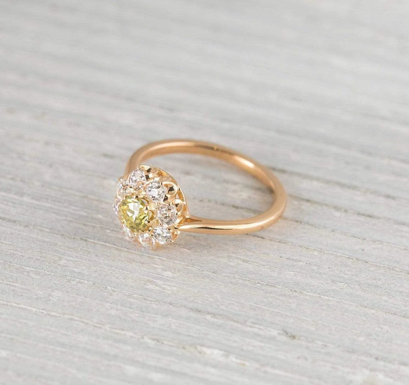 Antique Victorian Yellow Diamond Engagement Ring