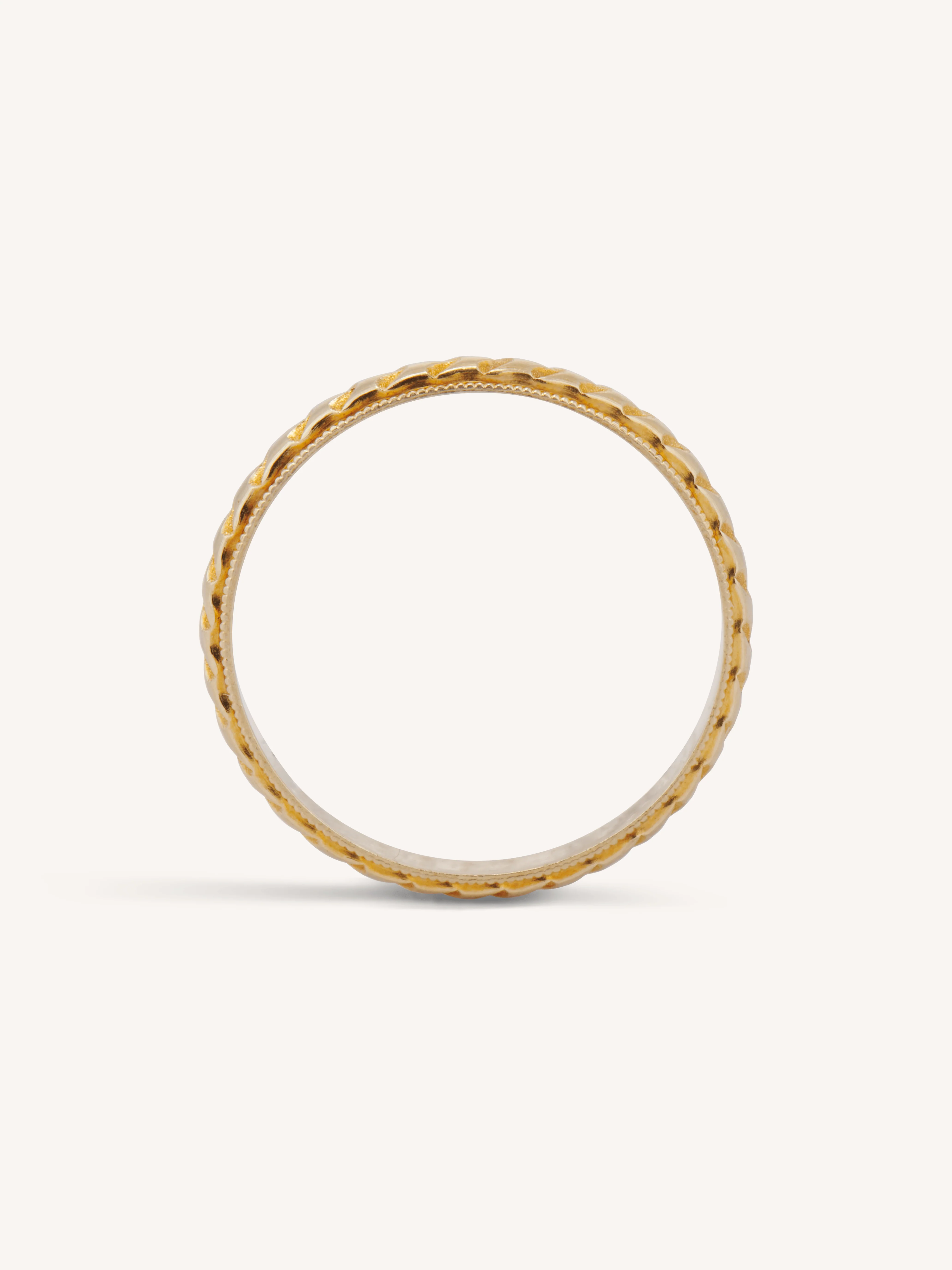 Art Deco Yellow 14k Yellow Gold Wheat Engraved Antique Band - Size 6.5 - Image 3