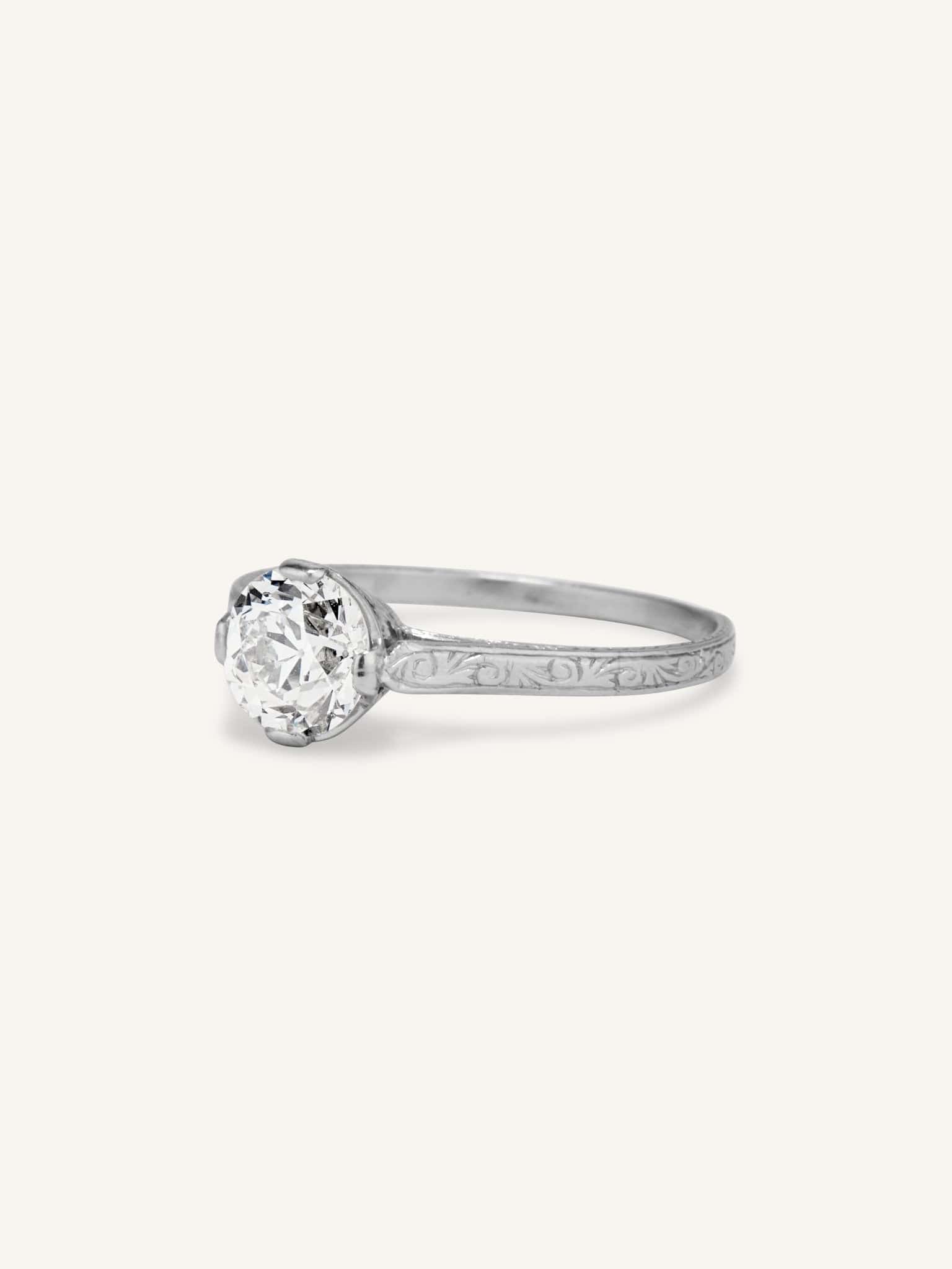 Art Deco 1.03 Carat Old European Cut Diamond Vintage Engagement Ring - Image 3