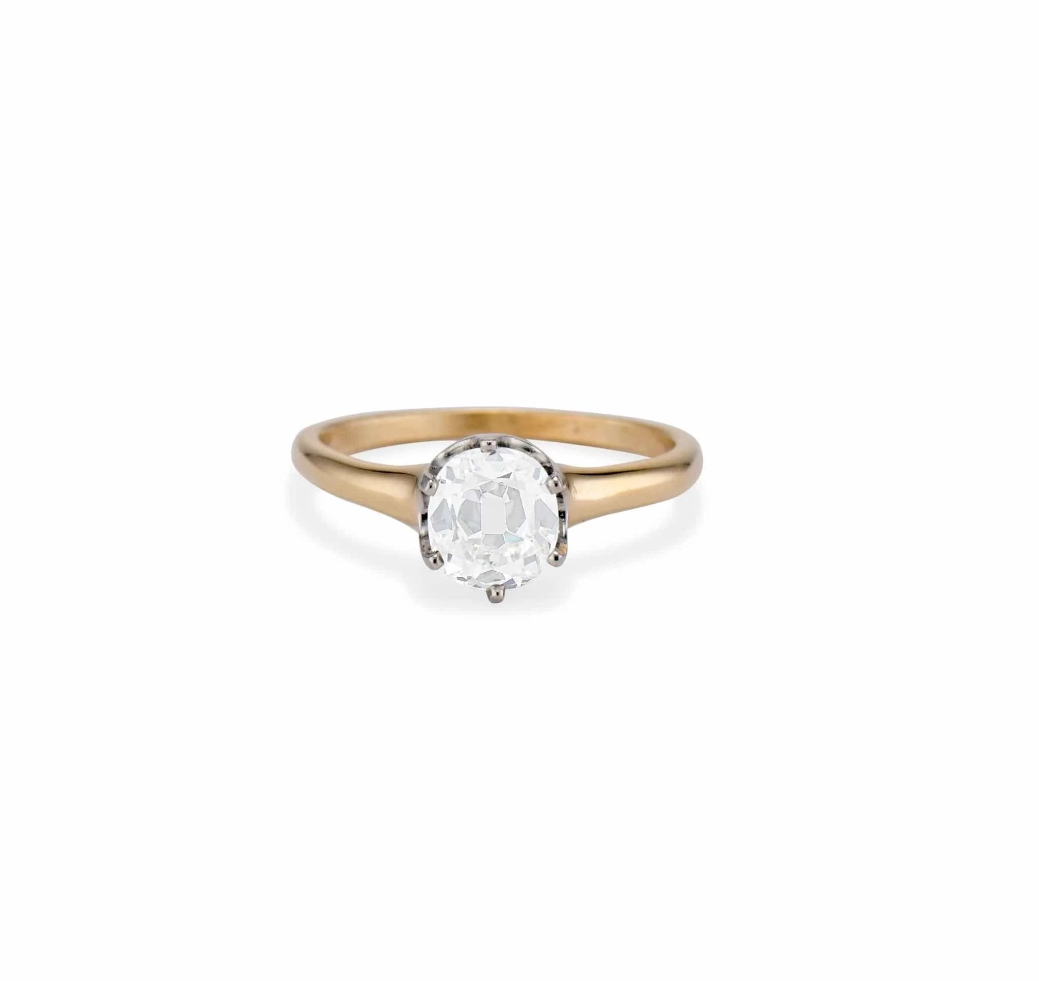 Art Deco 1.04 Cushion-Cut Diamond and Gold Solitaire Engagement Ring