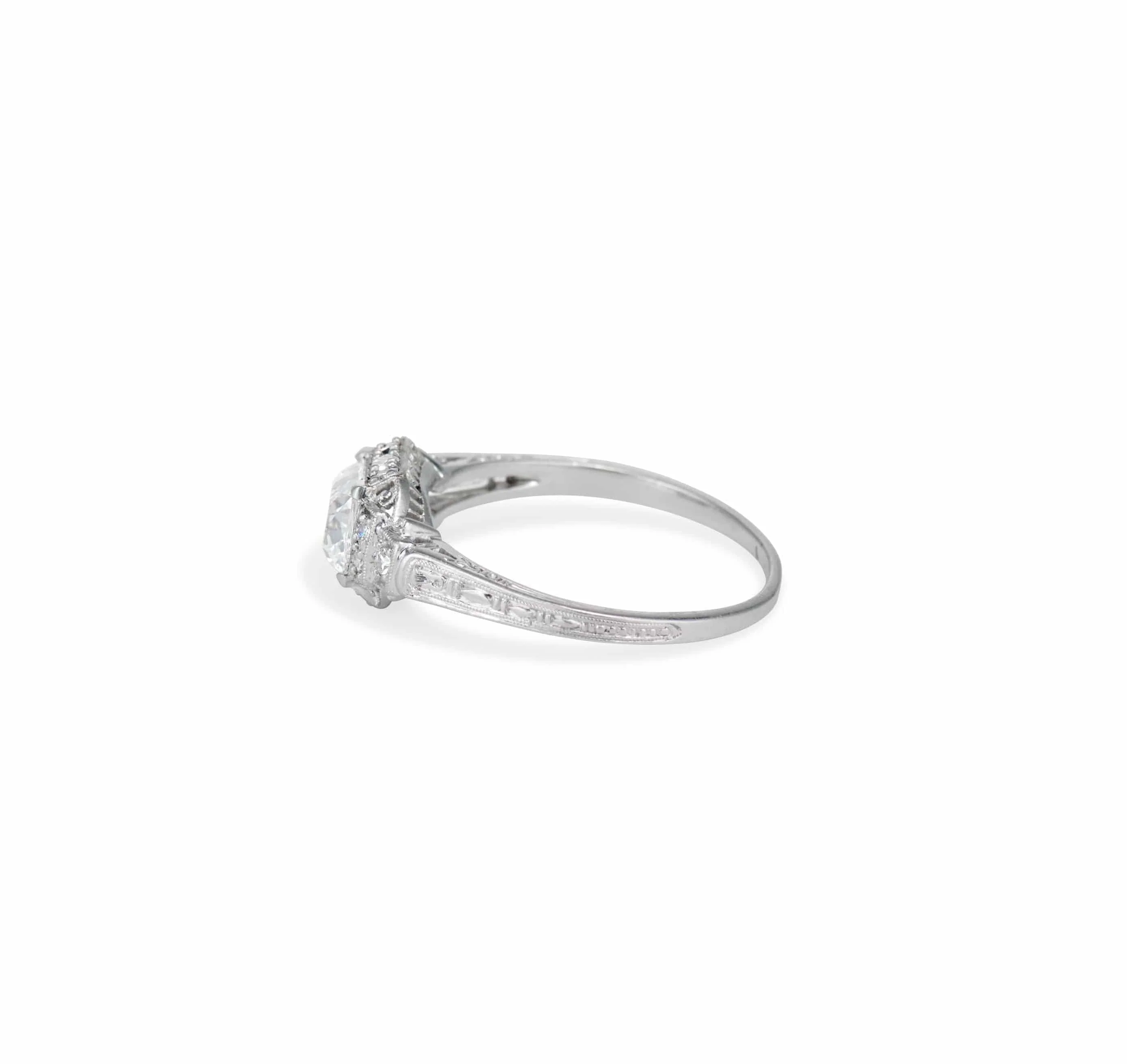 Art Deco 1.16 Carat Old Mine Cushion Cut Diamond Engagement Ring - Image 3