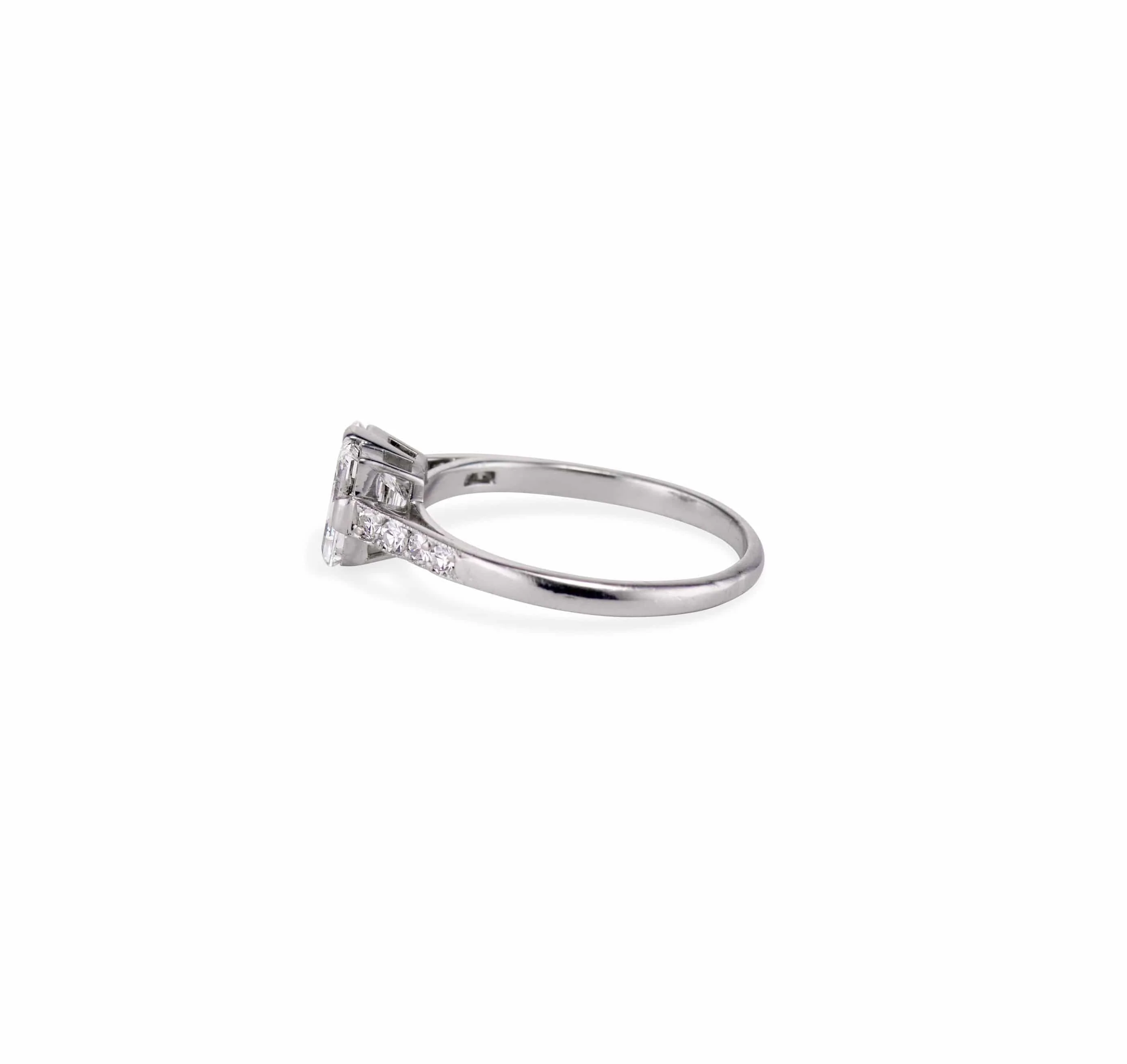 Art Deco 1.17 Rectangular Step Cut Diamond Engagement Ring - Image 3