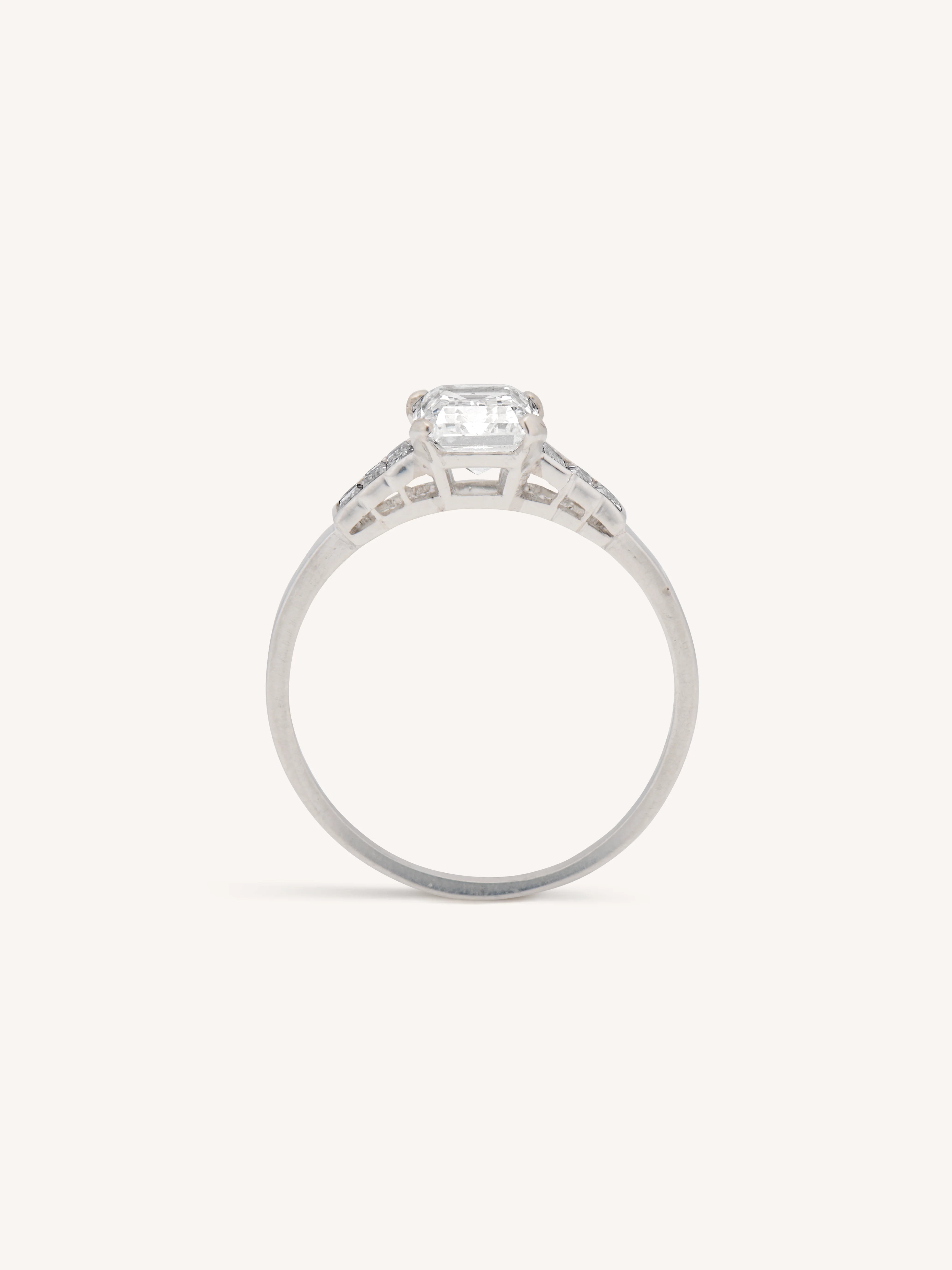 Art Deco 1.23 Carat Emerald Cut Diamond Vintage Engagement Ring - Image 5