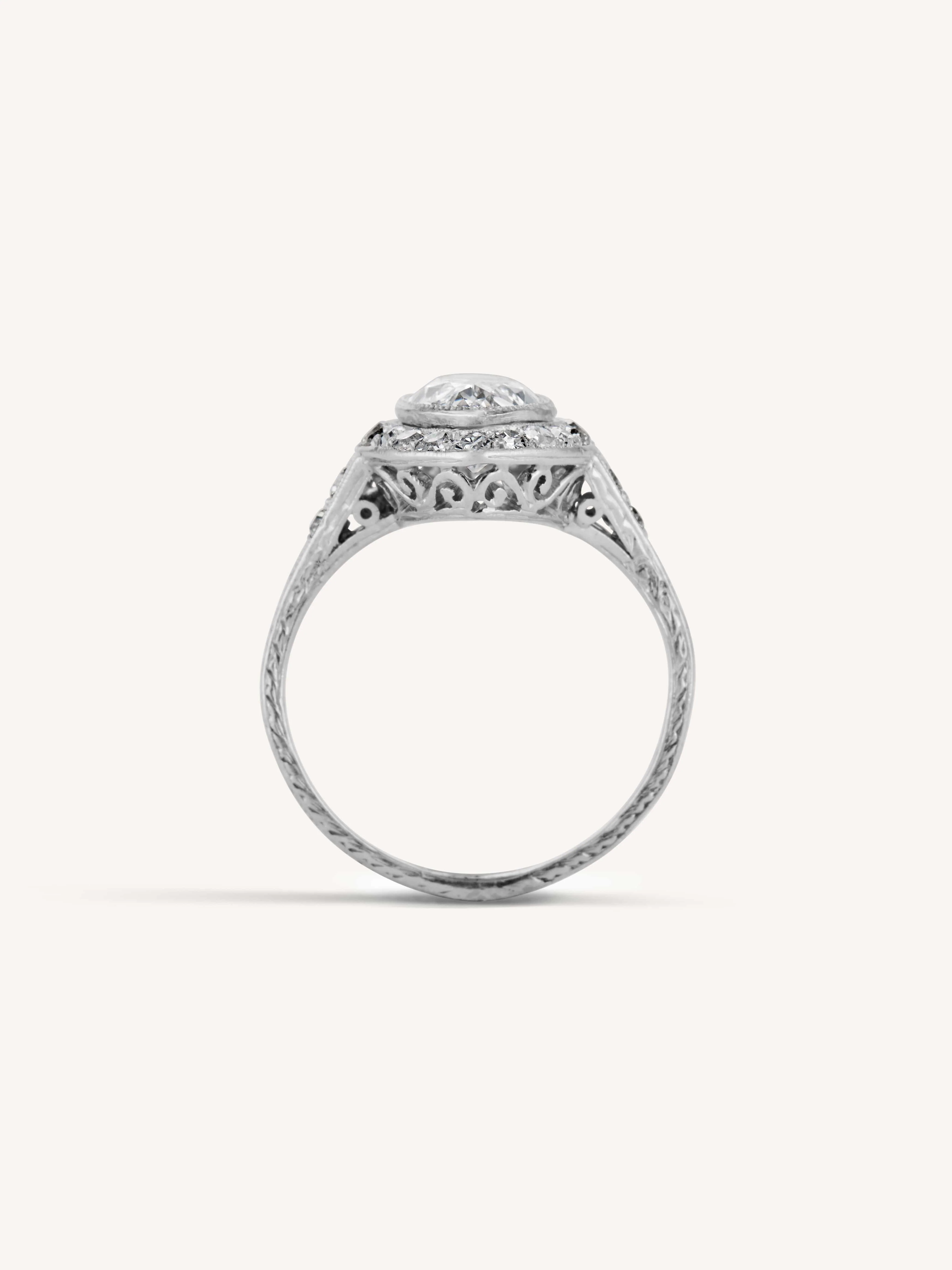 Art Deco 1.58 Carat Marquise Diamond Navette Engagement Ring - Image 7