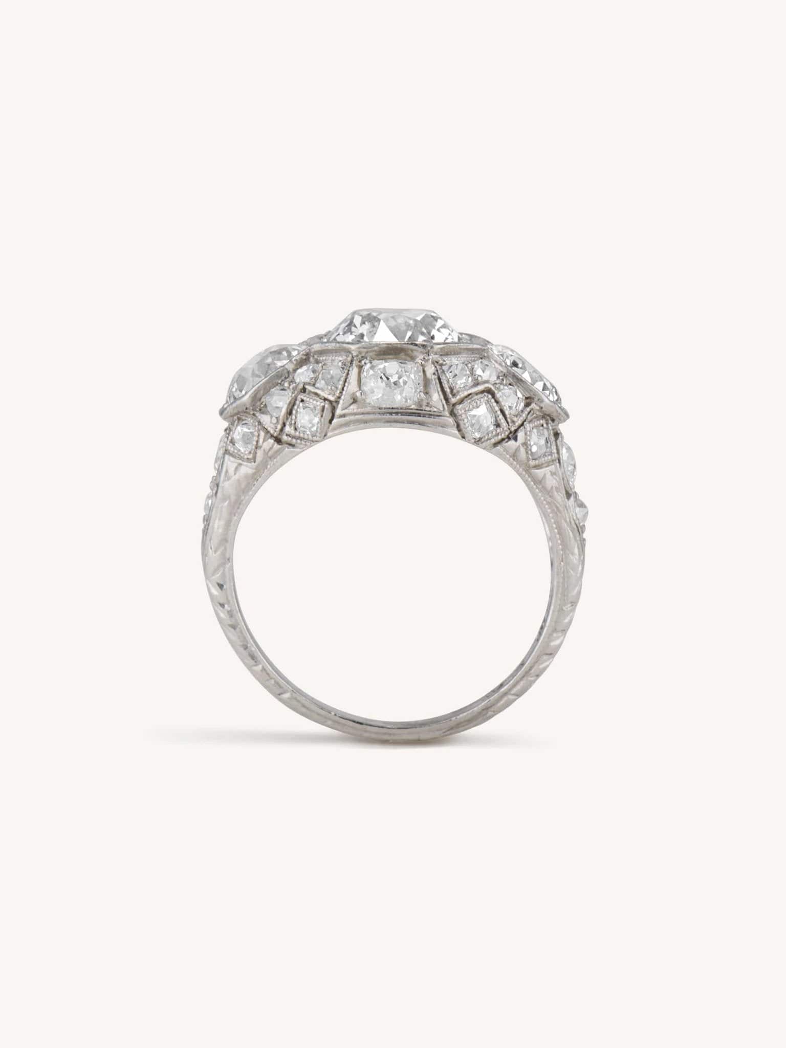 Art Deco 1.60 Carat Old European Cut Diamond Domed Ring - Image 7