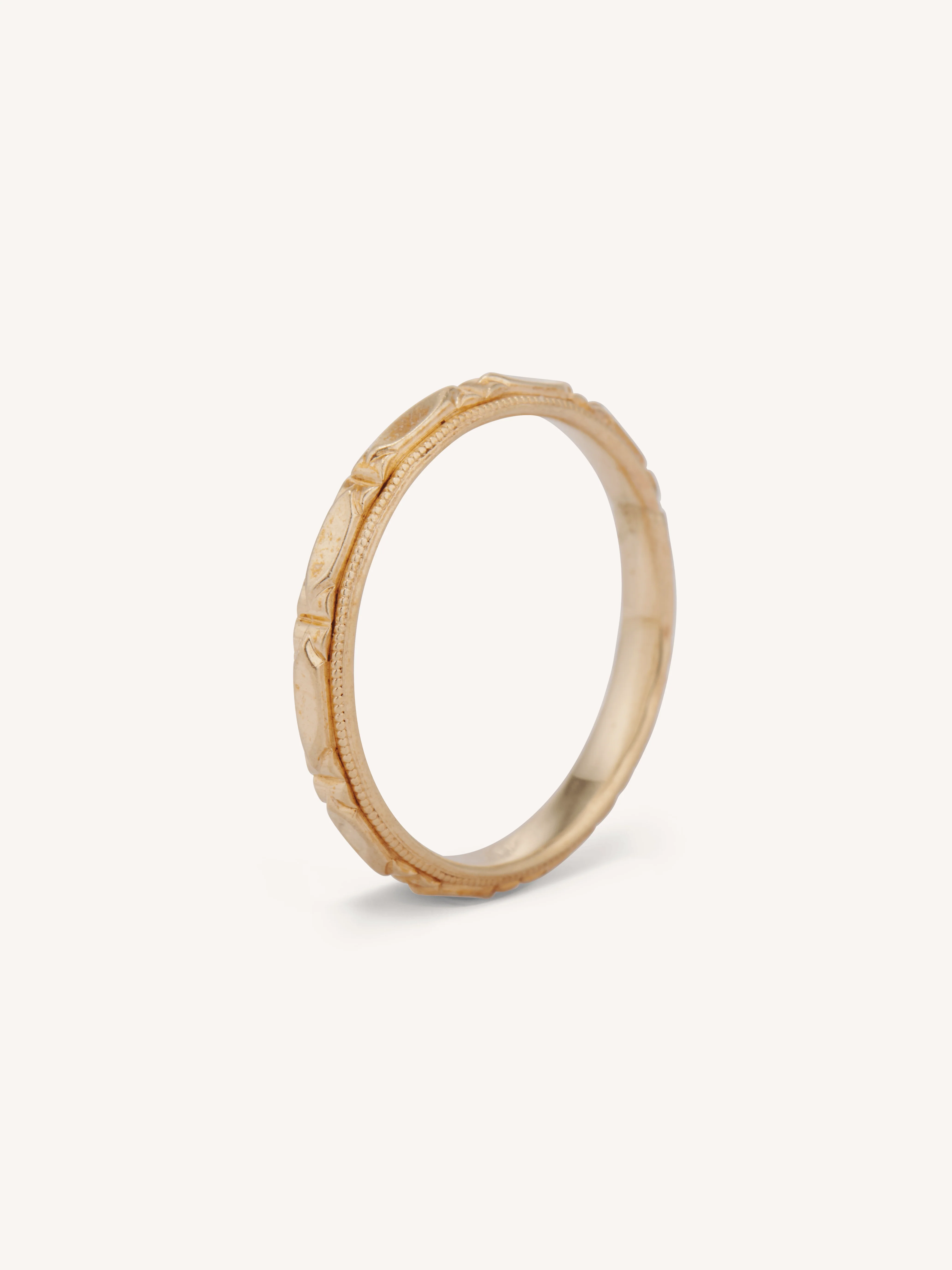 Art Deco 14k Engraved Yellow Gold Antique Band - Size 6.25 - Image 3