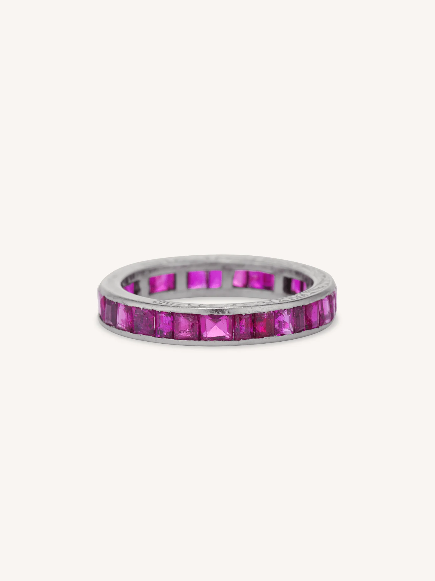 Art Deco 2.10 Carat Emerald Cut Ruby Vintage Eternity Band - Size 5.75