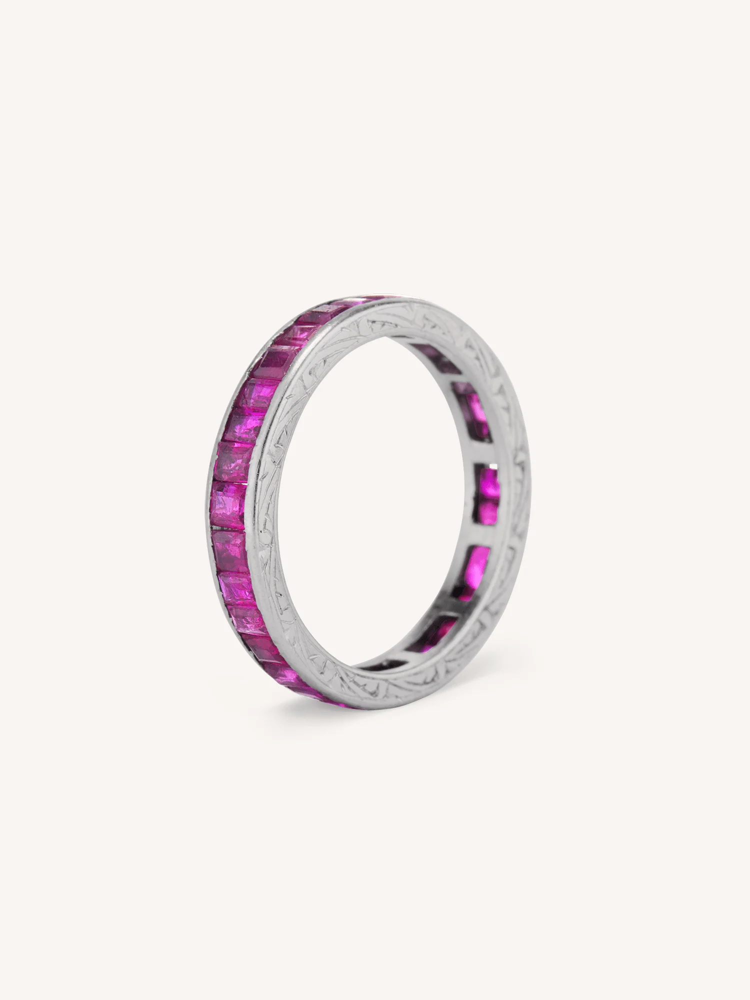 Art Deco 2.10 Carat Emerald Cut Ruby Vintage Eternity Band - Size 5.75 - Image 4