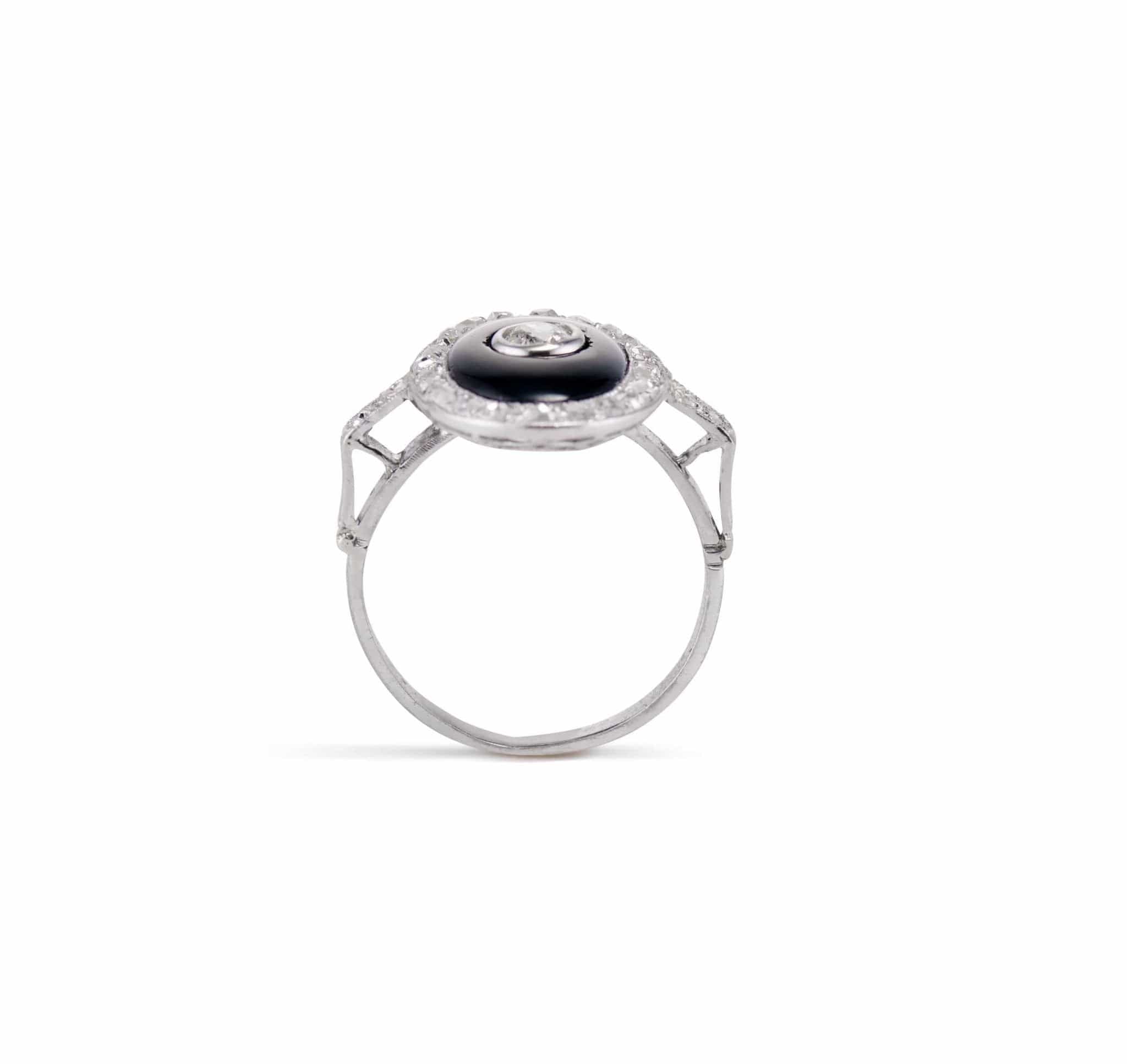 Art Deco .22 Old European Diamond and Onyx Ring - Image 4