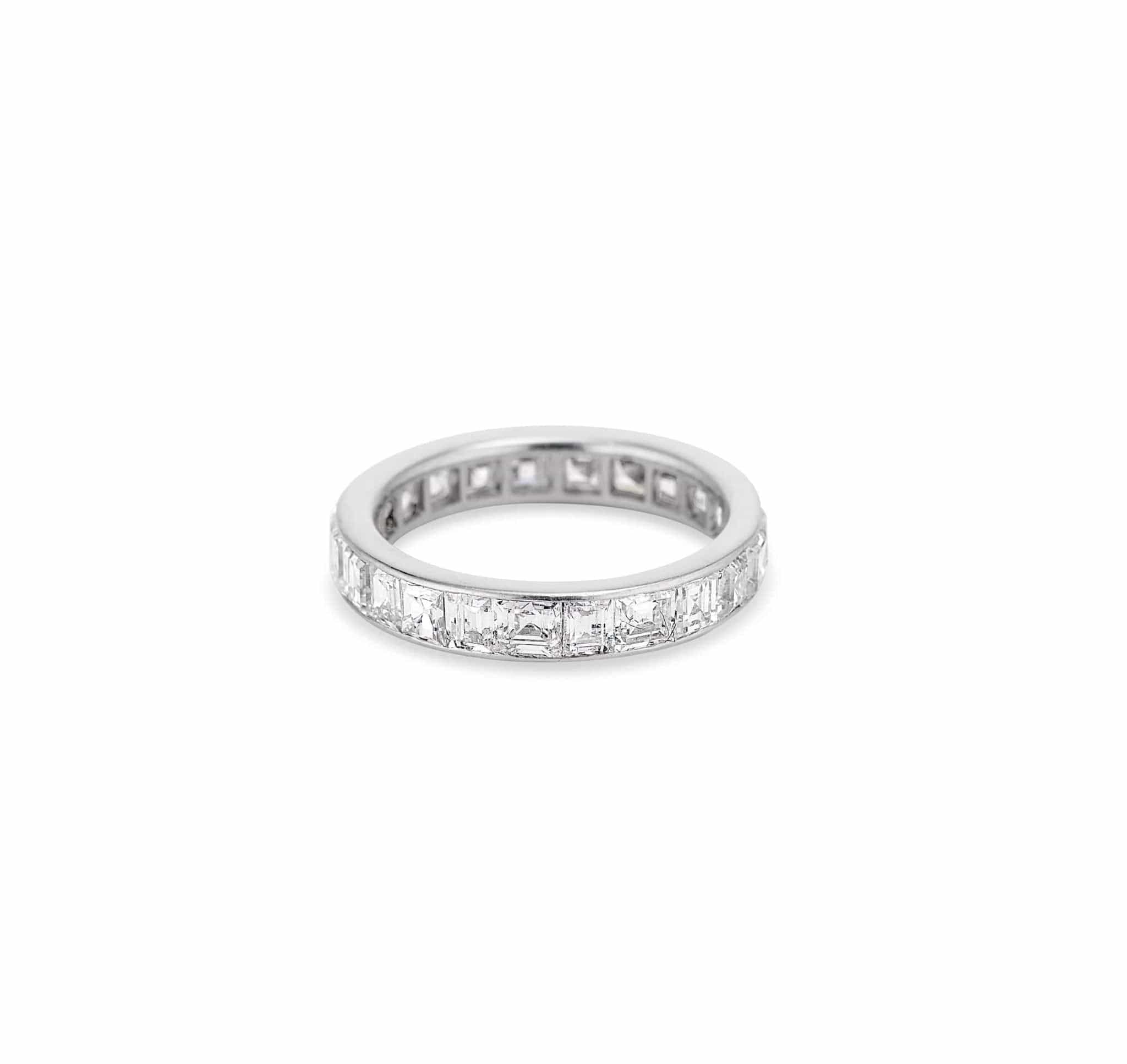 Art Deco 3 Carat Carre & Baguette Cut Diamond Band