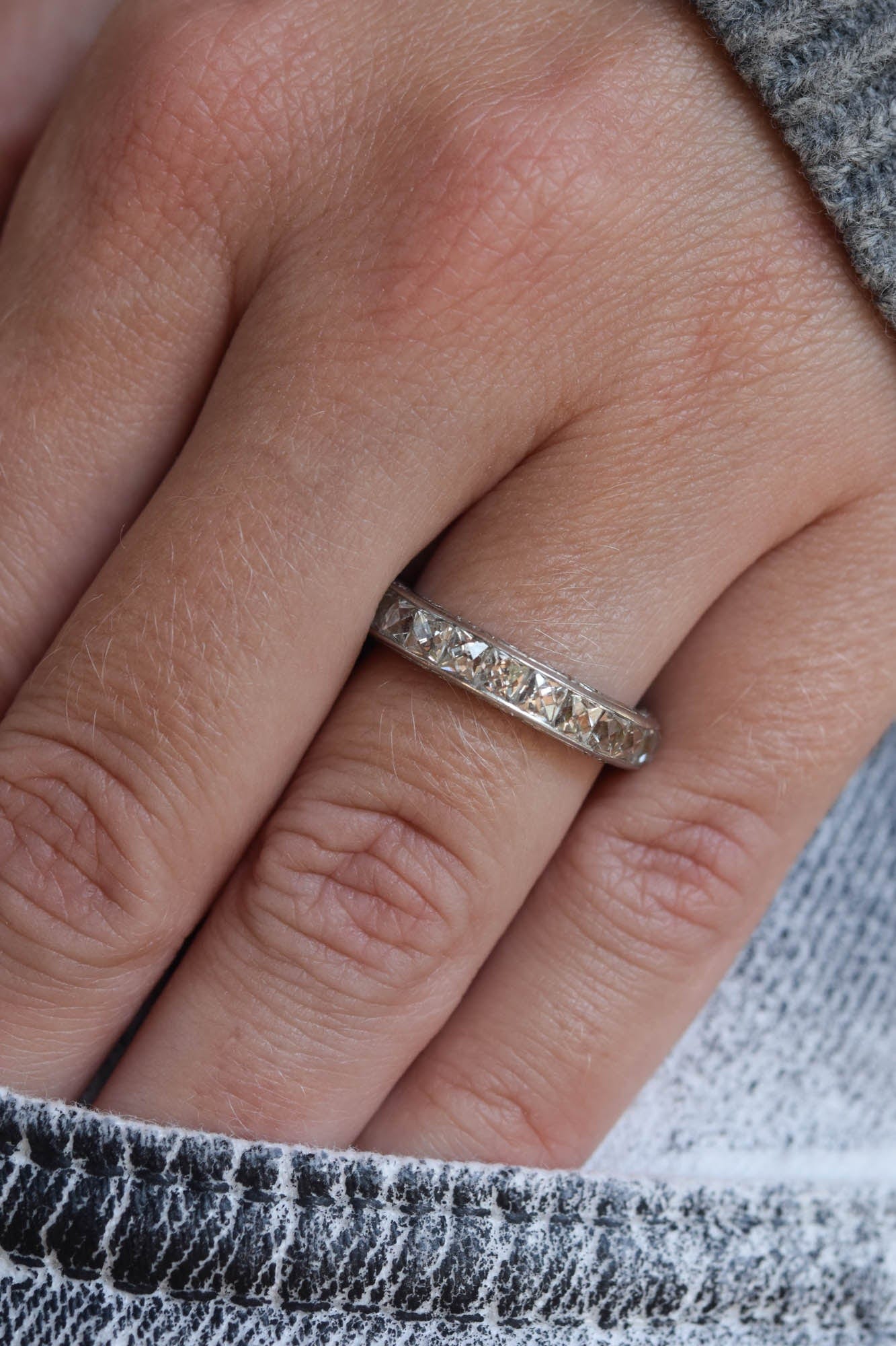 Iconic Art Deco 4 Carat French Cut Diamond Vintage Eternity Band - Size 5.25 - Image 2
