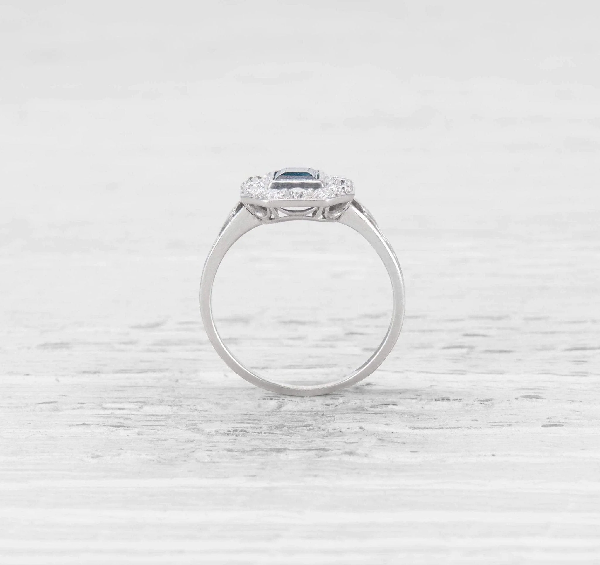 ART DECO .52 CARAT SAPPHIRE AND DIAMOND ENGAGEMENT RING - Image 4