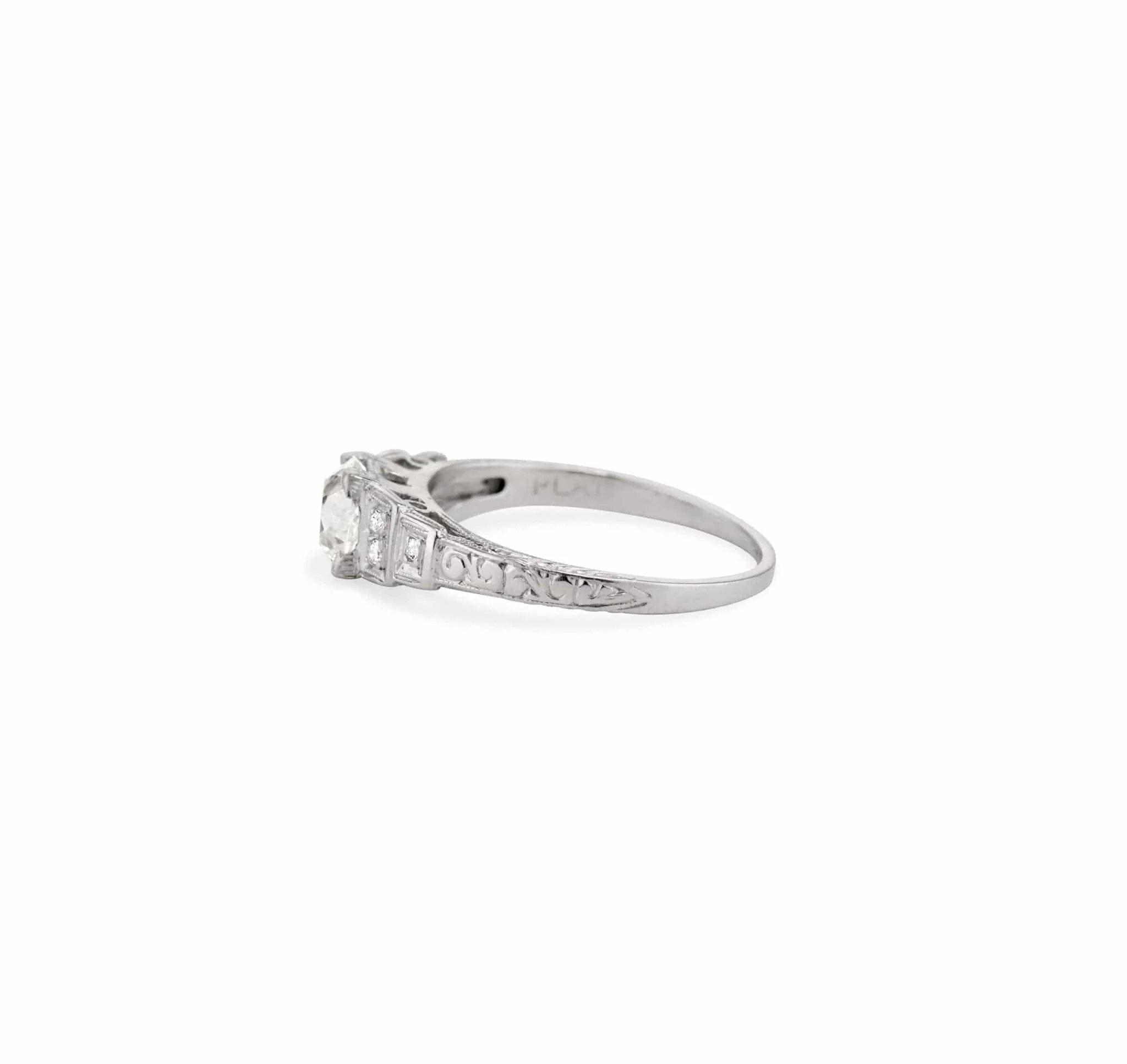 Art Deco .73 Carat Old European Diamond and Platinum Engagement Ring - Image 3