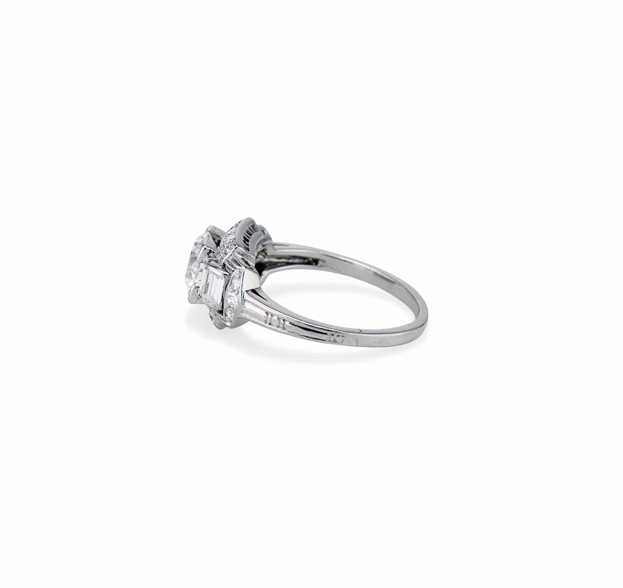 Art Deco .85 Carat Transitional Cut Diamond and Platinum Engagement Ring - Image 3