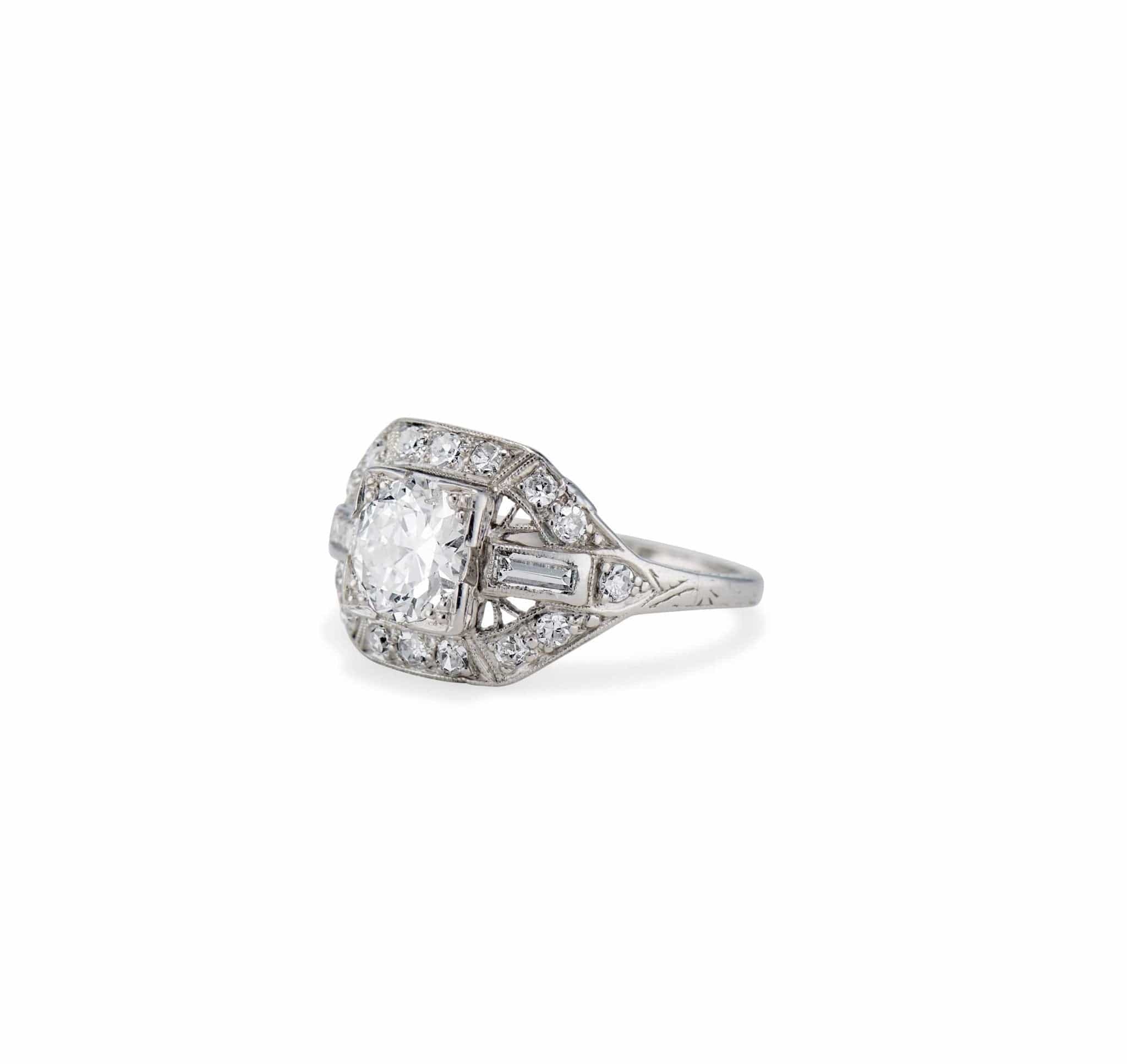 Art Deco .90 Old European Cut Diamond Engagement Ring - Image 2