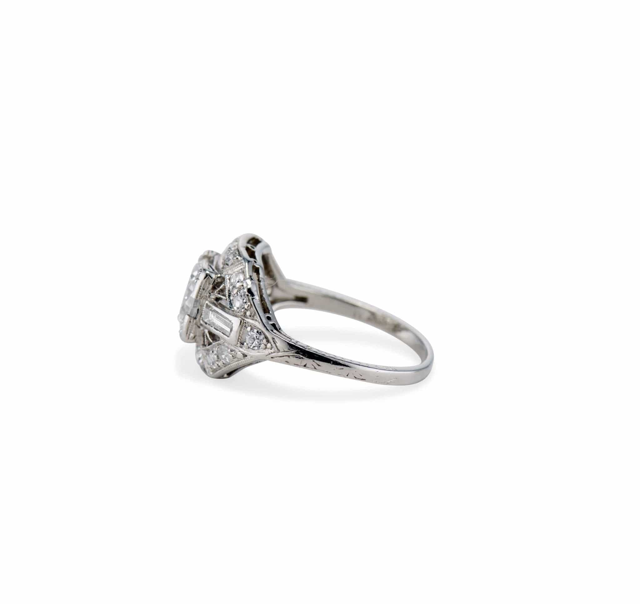 Art Deco .90 Old European Cut Diamond Engagement Ring - Image 3