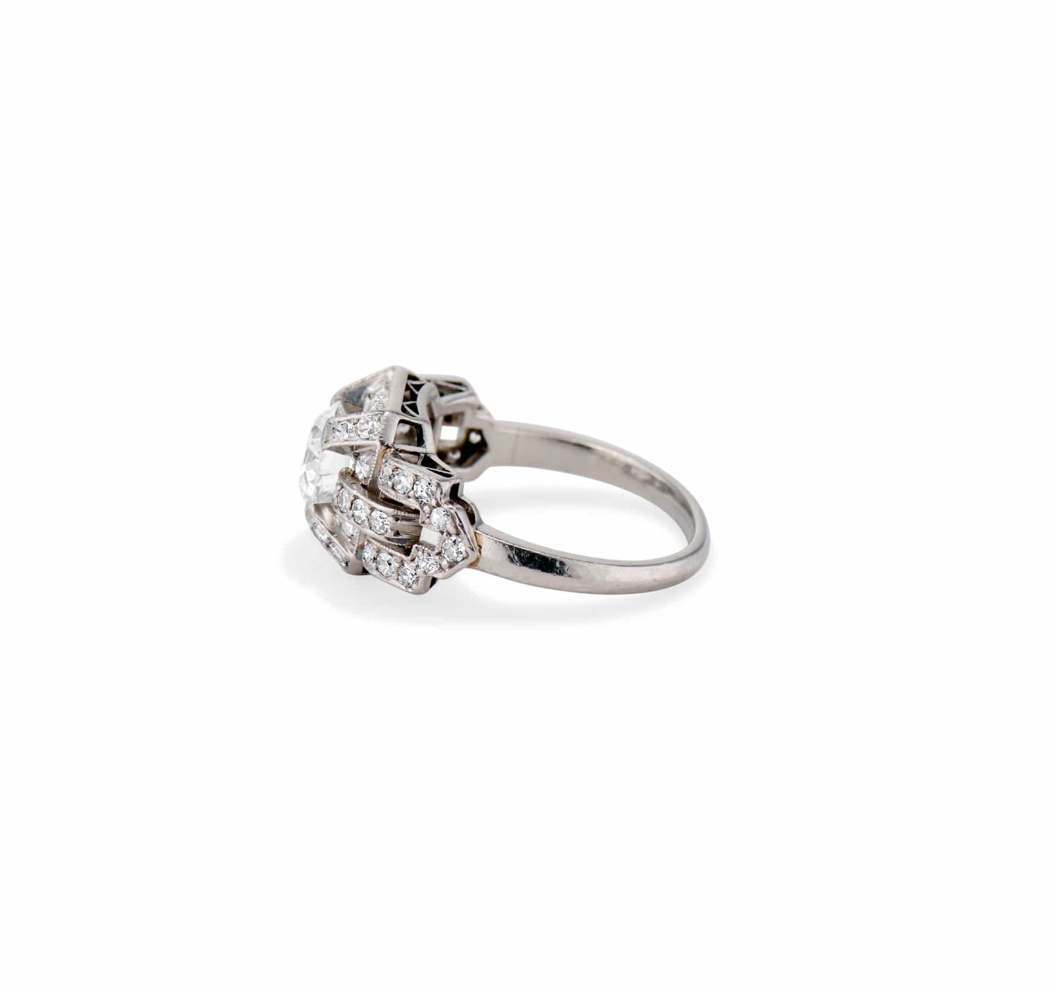 Art Deco 1.00 Old European Cut Diamond and Platinum Ring - Image 3