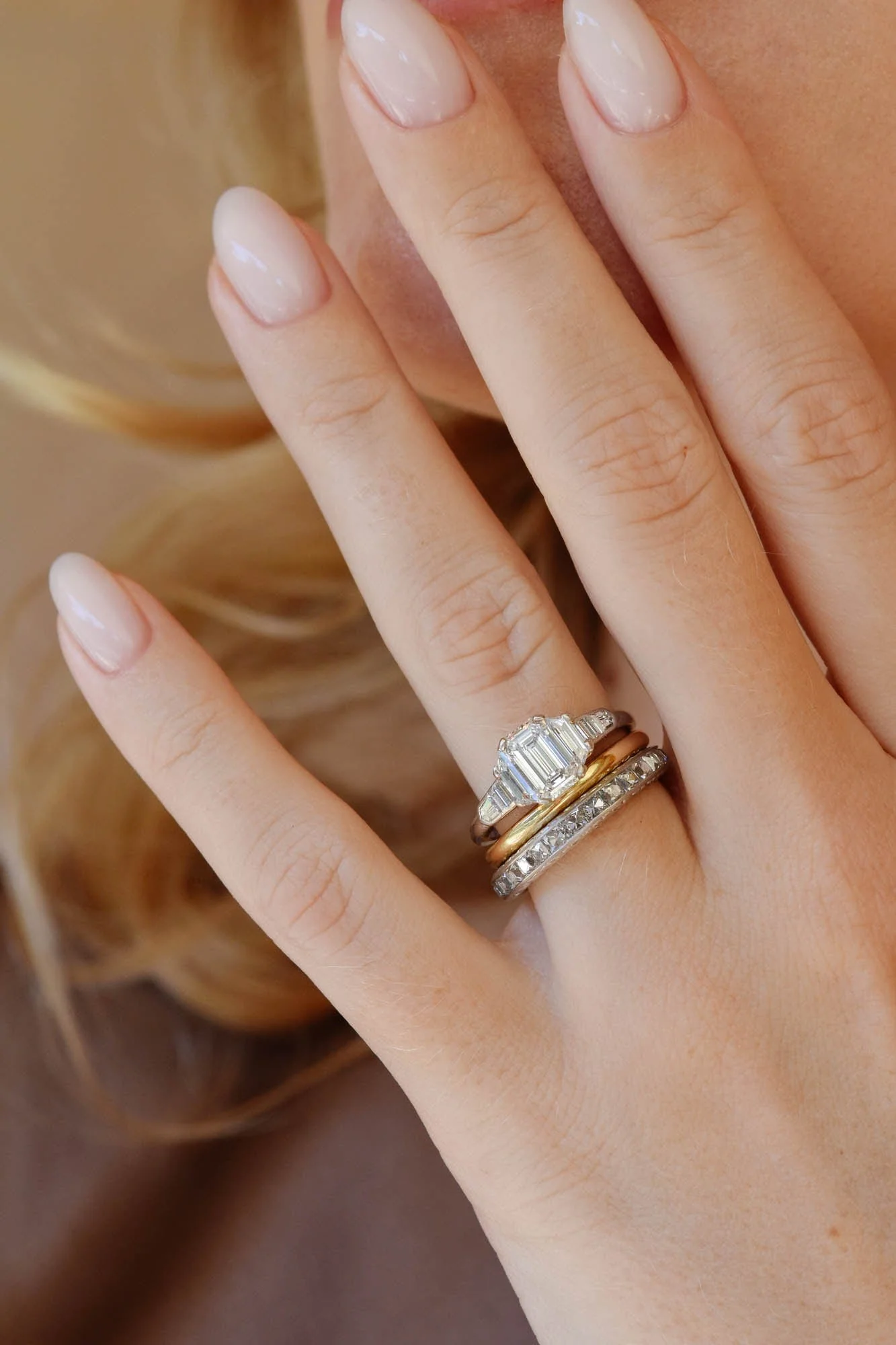 Art Deco .97 Carat Emerald Cut Diamond Vintage Engagement Ring - Image 3