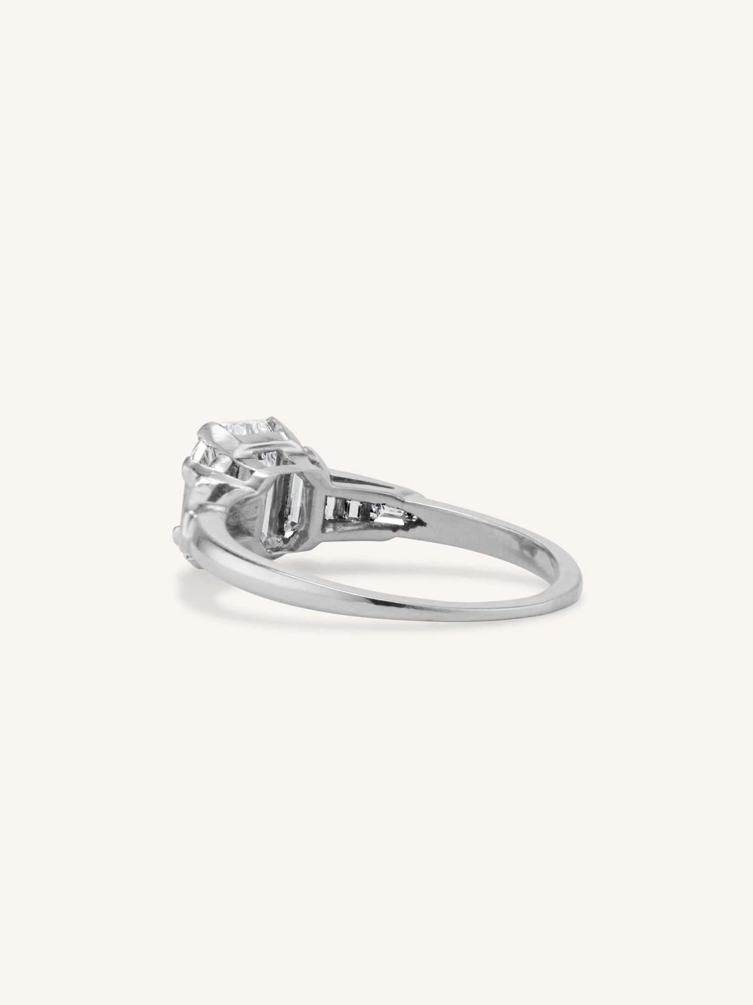 Art Deco .97 Carat Emerald Cut Diamond Vintage Engagement Ring - Image 6