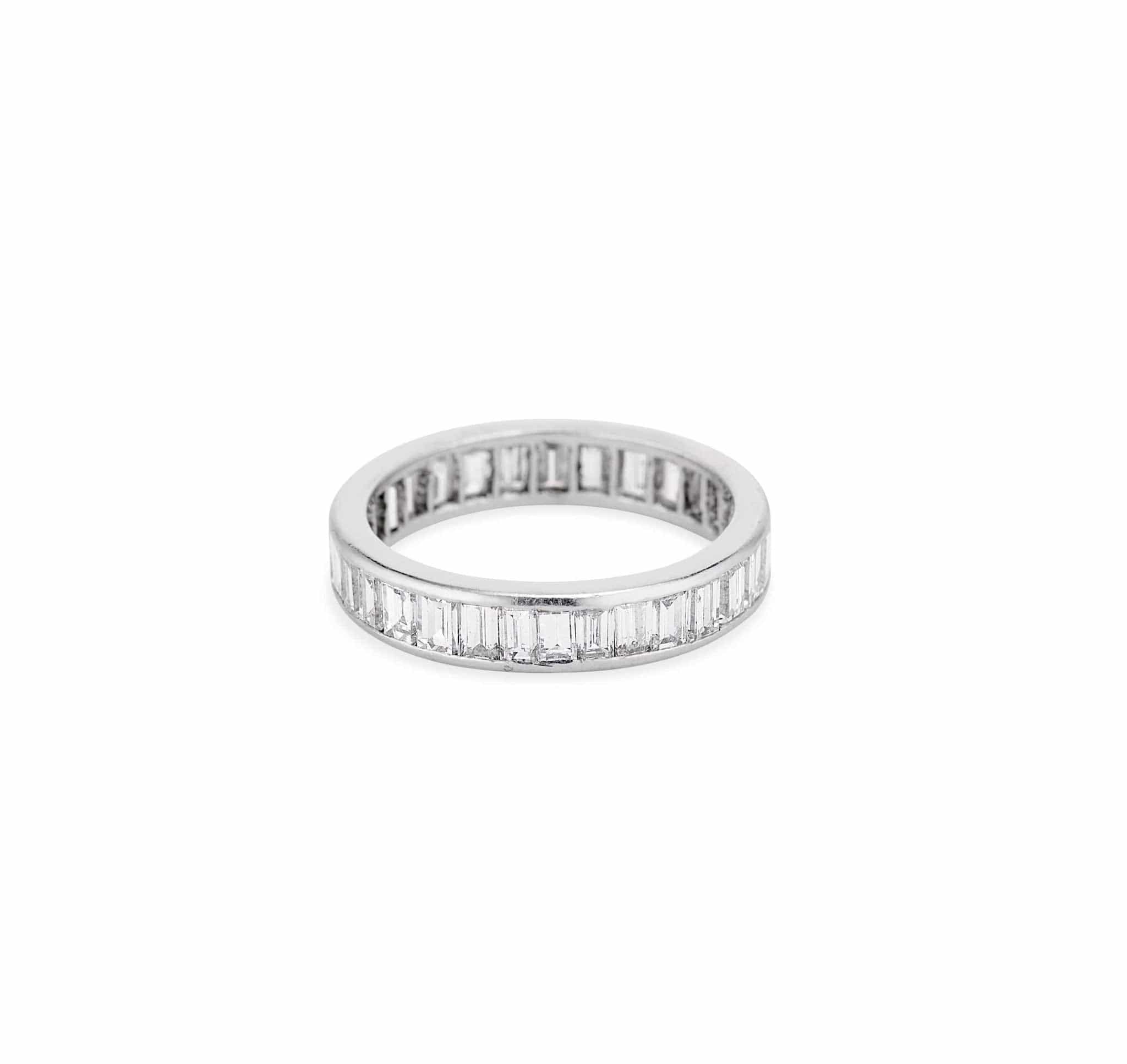 Art Deco 3 Carat Baguette & Emerald Cut Diamond Band