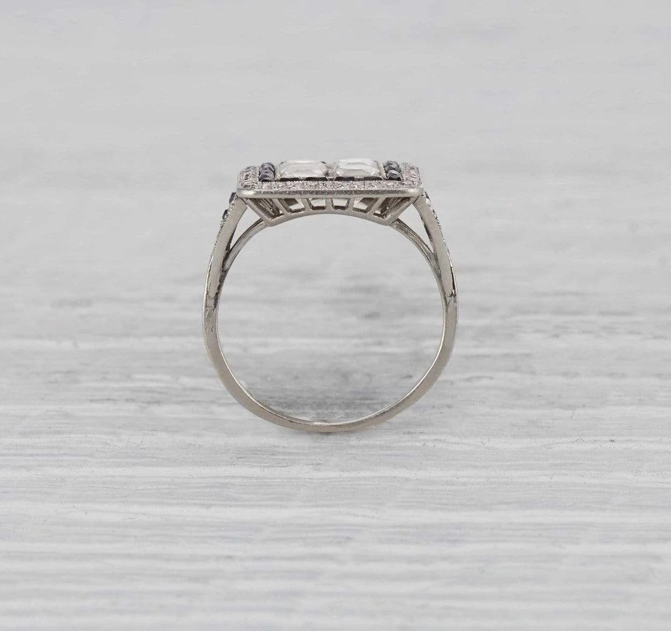 Art Deco Diamond & Onyx Engagement Ring - Image 4