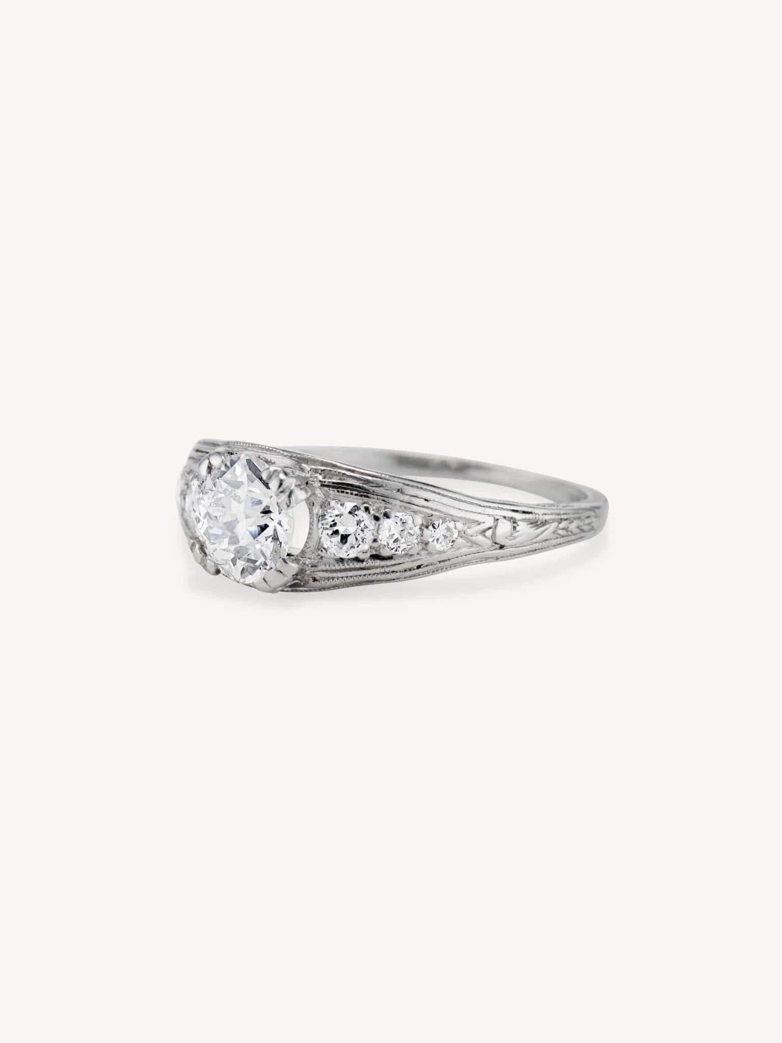 Art Deco Dome Diamond Engagement Ring - Image 4
