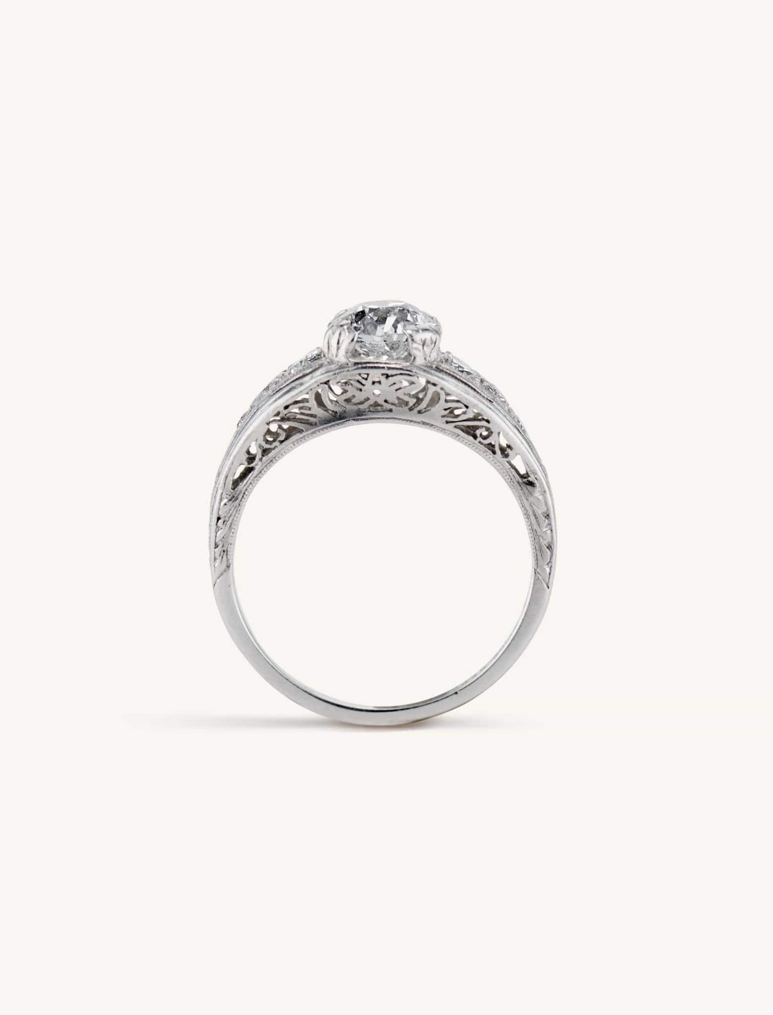 Art Deco Dome Diamond Engagement Ring - Image 6