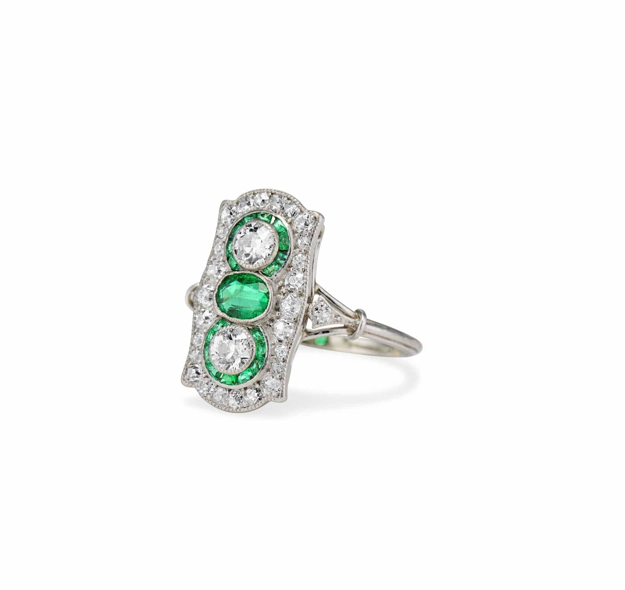 Art Deco Emerald and Diamond Dinner Ring - Image 2