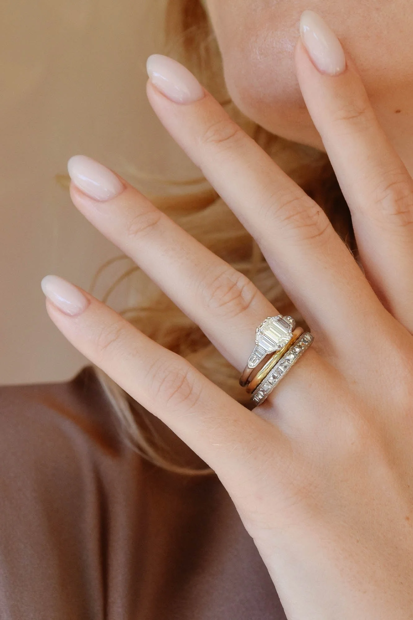 Art Deco French Cut Diamond Eternity Wedding Band - Image 5