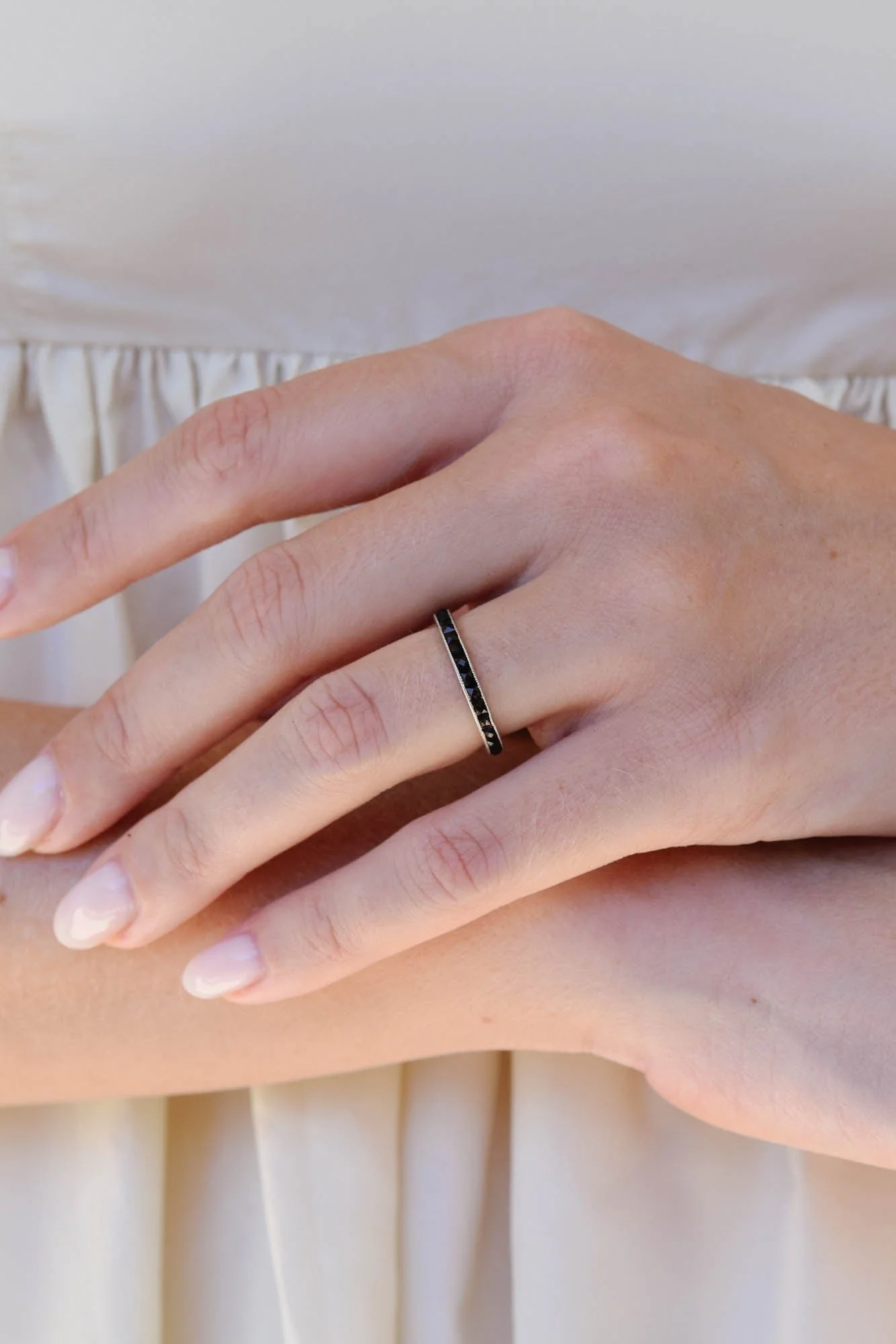 Art Deco French Cut Onyx Eternity Band - Image 4