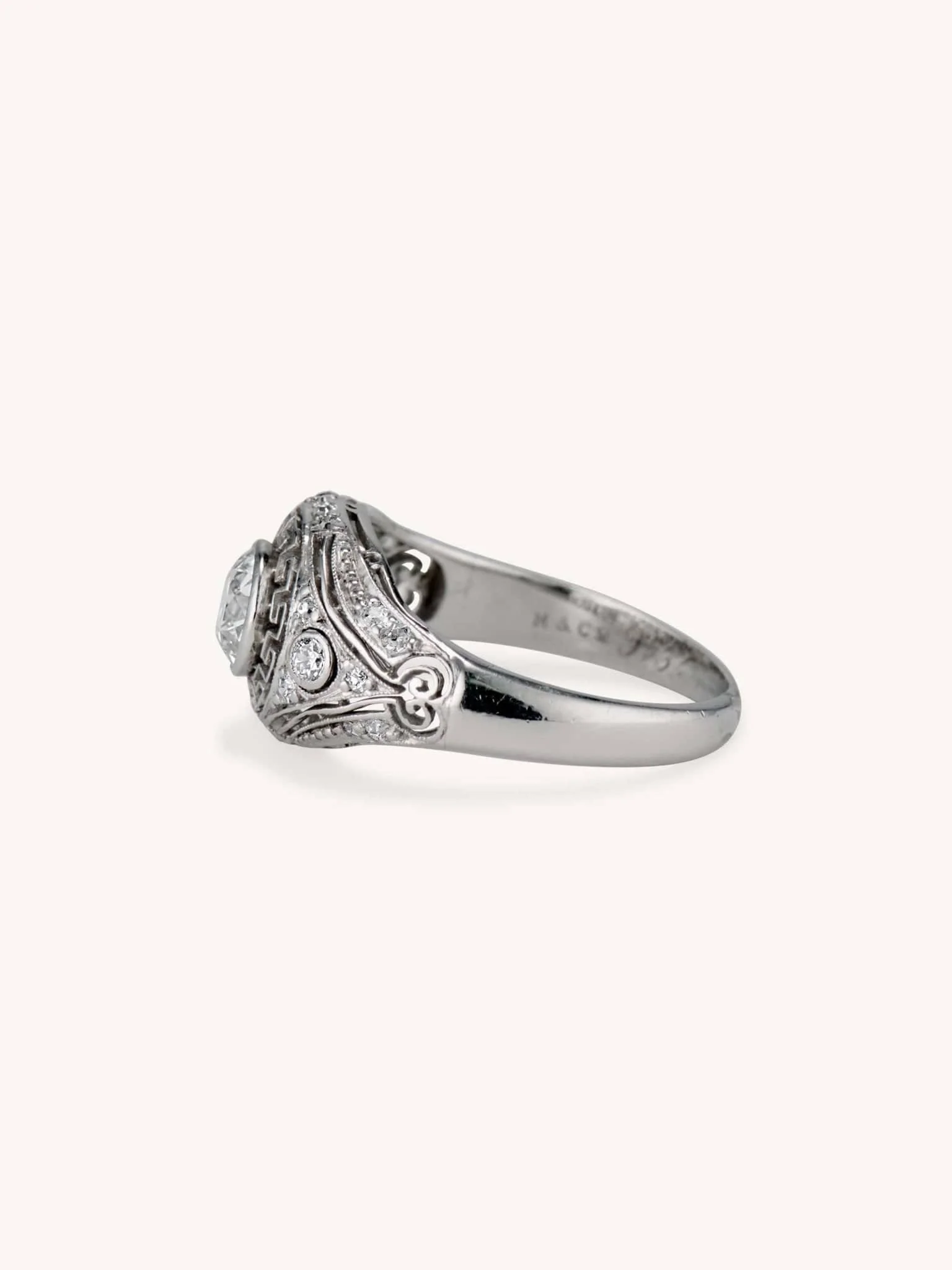 Art Deco Marcus & Co. Old European Cut Diamond Dome Vintage Engagement Ring, America - Image 4