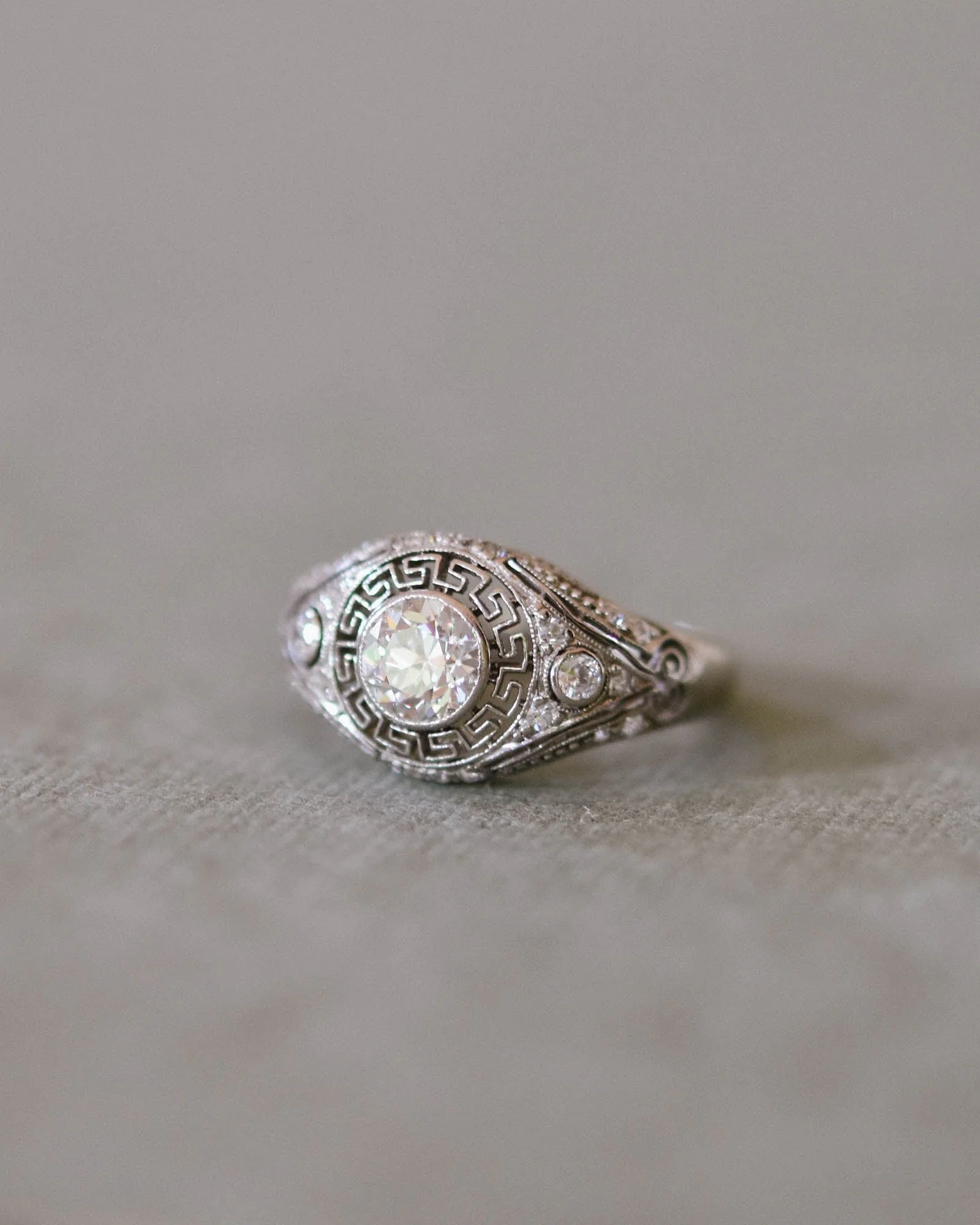 Art Deco Marcus & Co. Old European Cut Diamond Dome Vintage Engagement Ring, America - Image 6