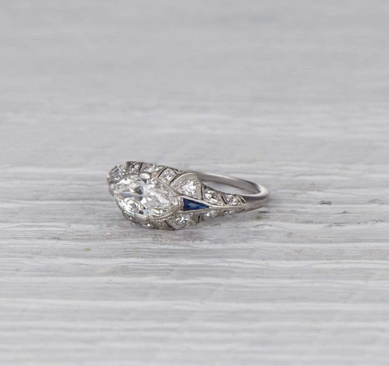 .88 Carat Art Deco Moval East-West Engagement Ring