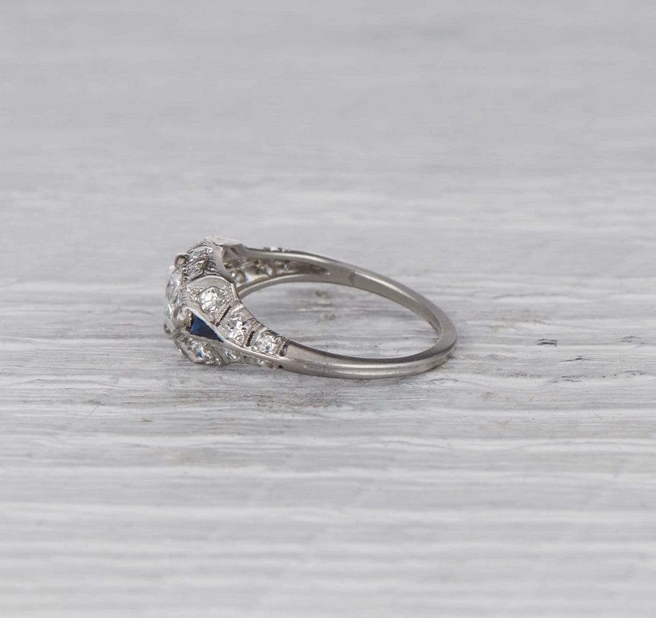 .88 Carat Art Deco Moval East-West Engagement Ring - Image 3
